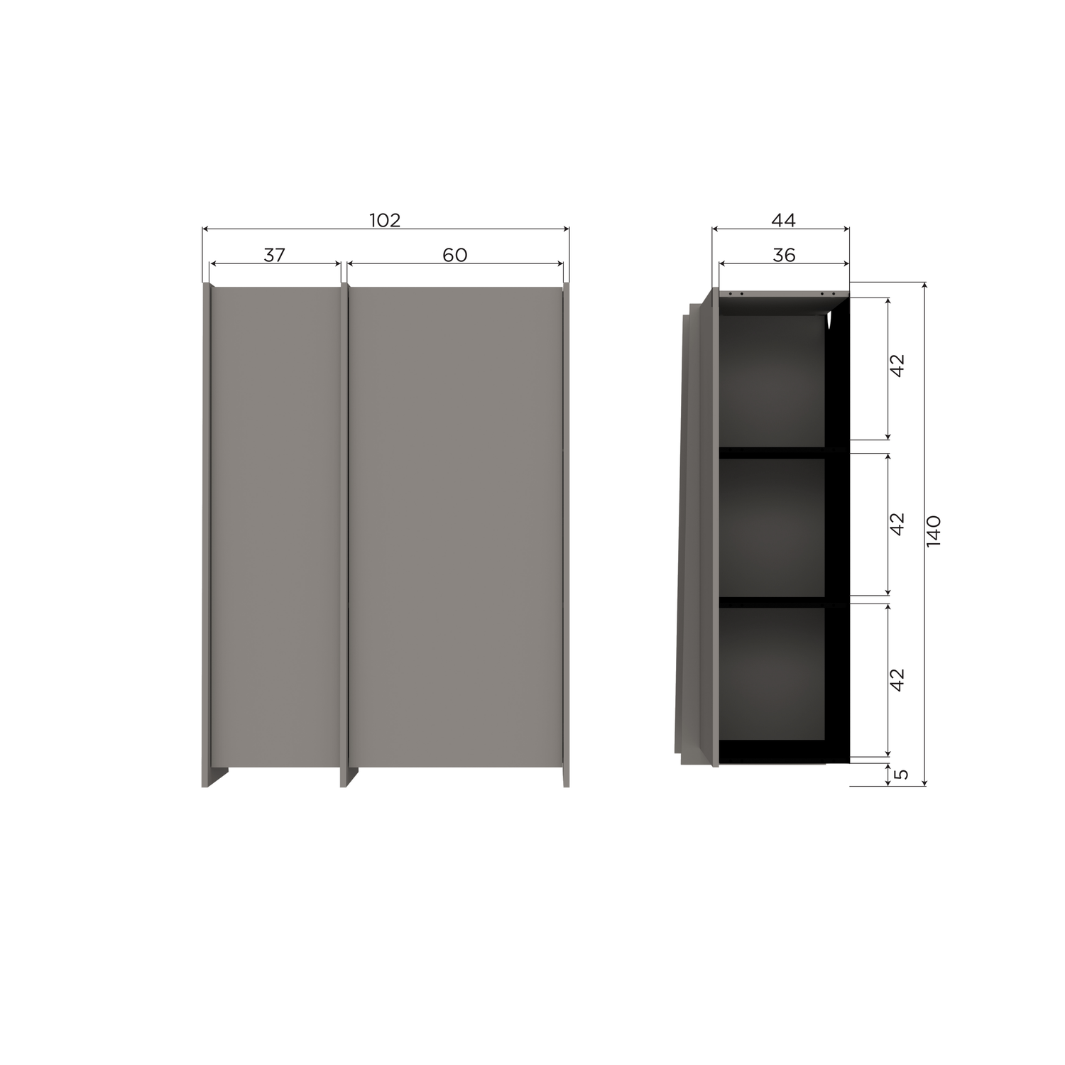 BROCK 2-DOORS CABINET ASH VENEER WARM GREY [fsc]