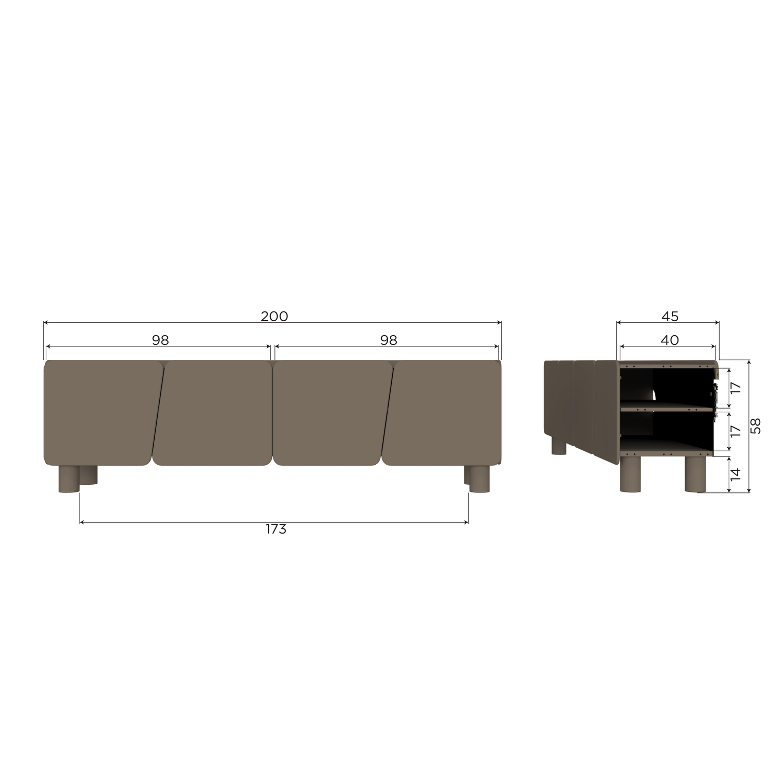 ROOT TV UNIT 200 CM PINE TRUFFLE BROWN [fsc]