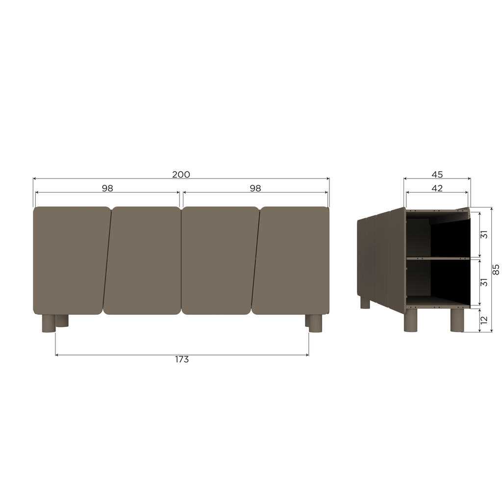 ROOT SIDEBOARD 200 CM PINE TRUFFLE BROWN [fsc]