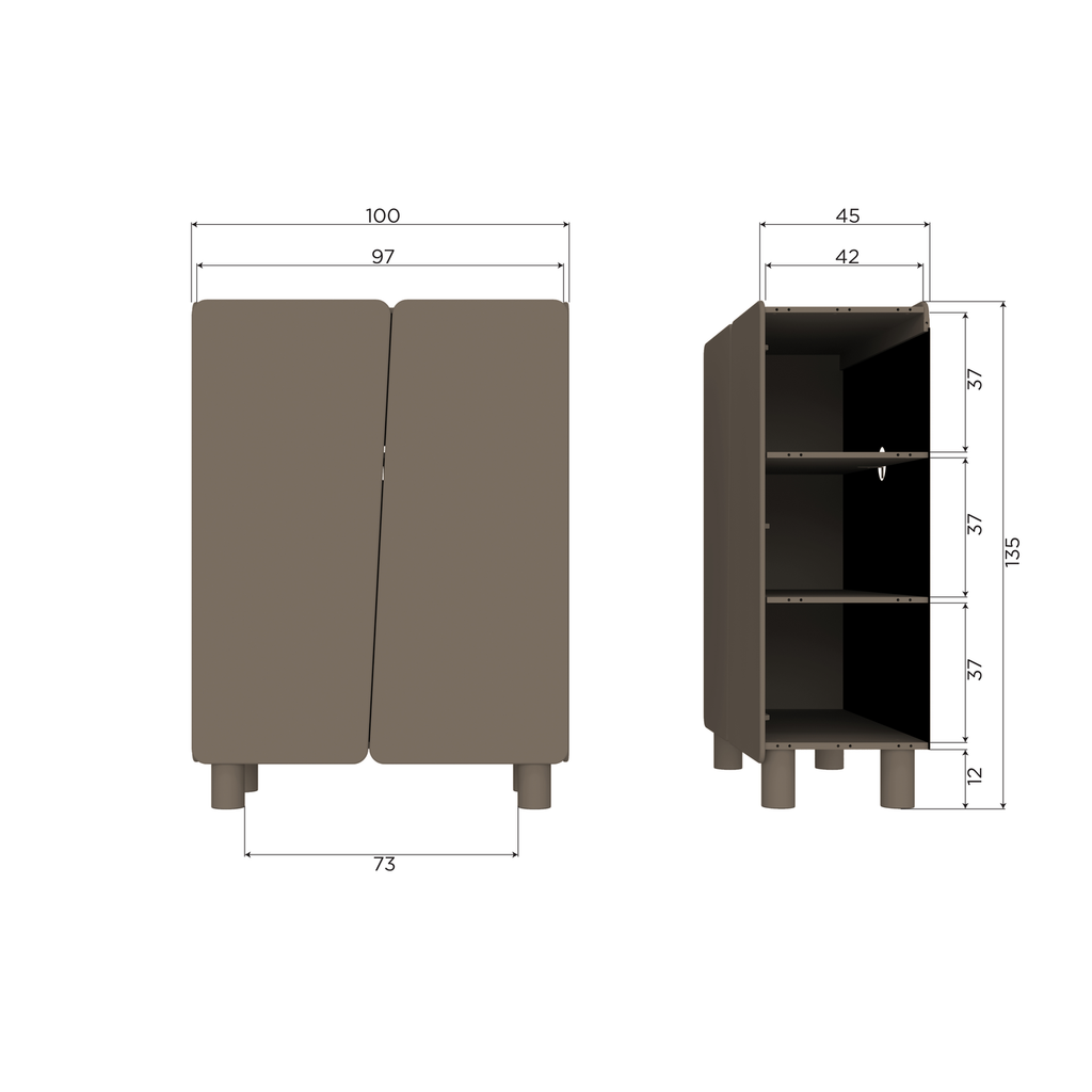 ROOT 2-DOORS CABINET PINE TRUFFLE BROWN [fsc]
