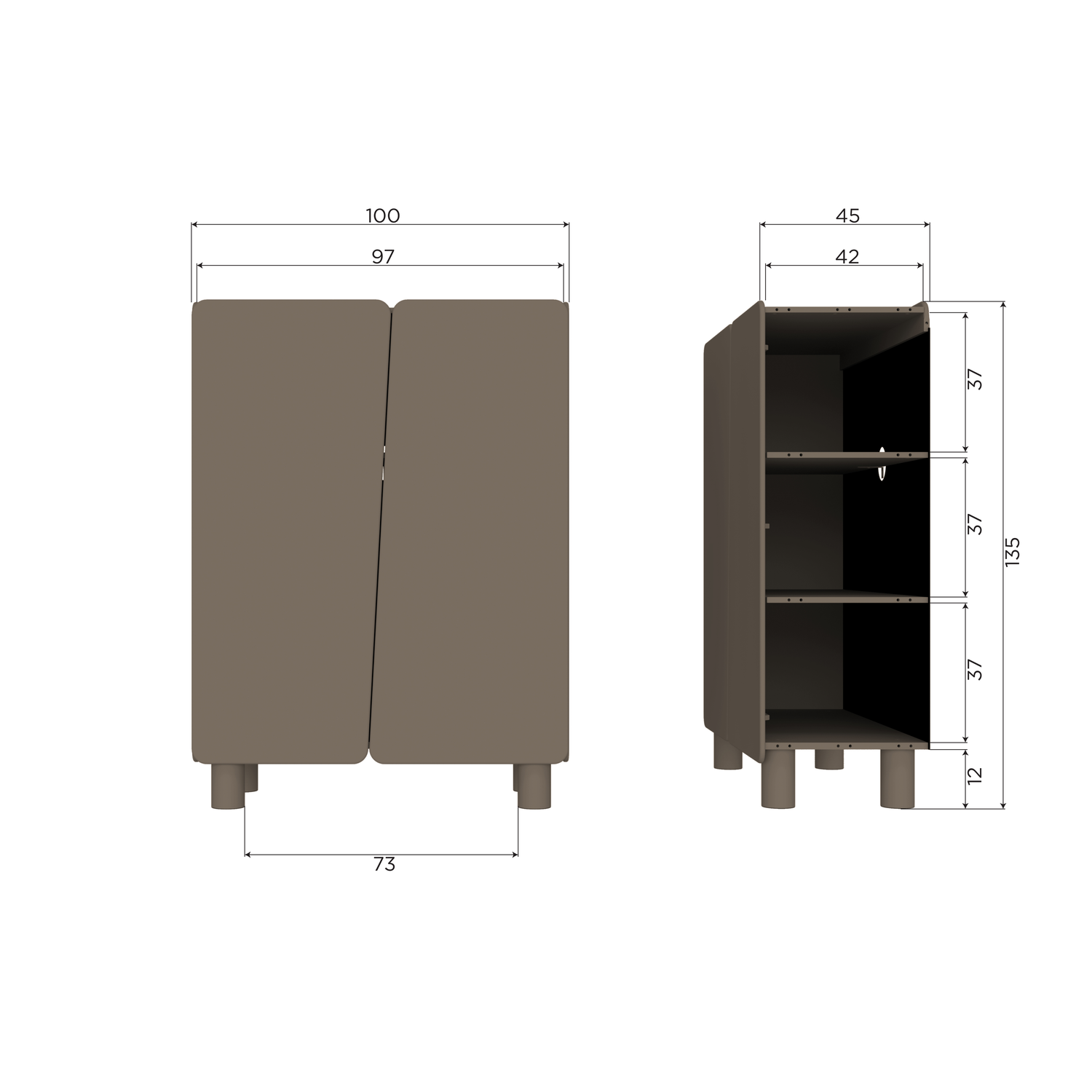 ROOT 2-DOORS CABINET PINE TRUFFLE BROWN [fsc]