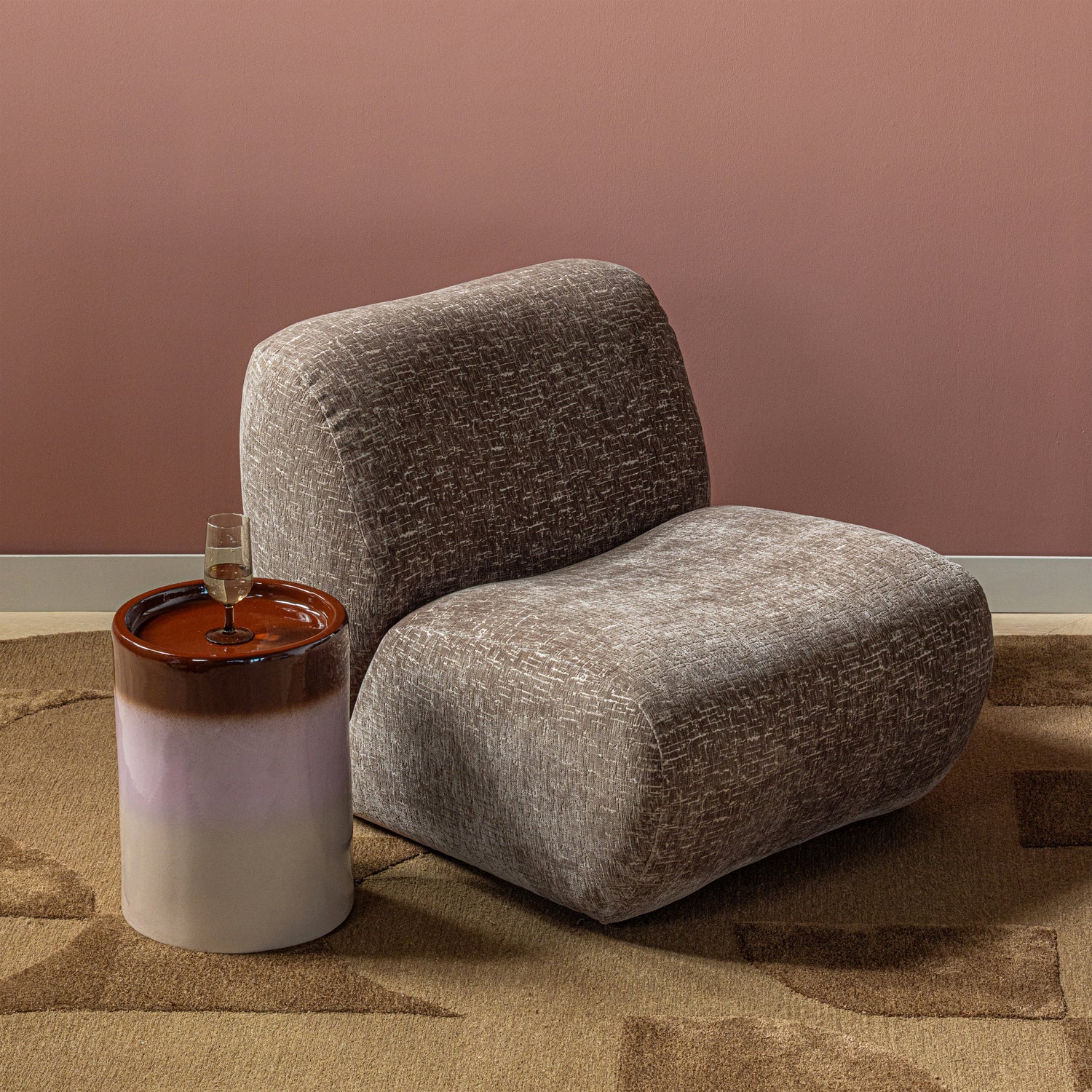 OLLO DECORATIVE SIDE TABLE O35X44 CM CERAMIC PINK/BROWN
