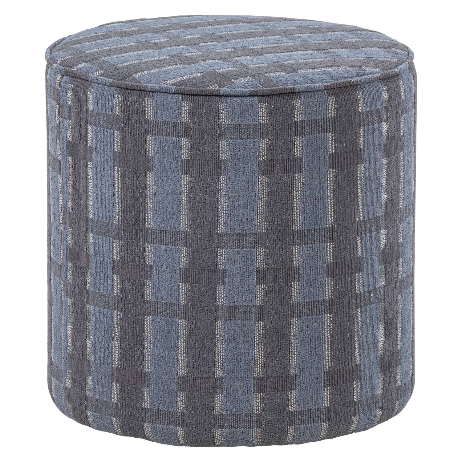 SARLI POUF HIGH CHENILLE GREY/BLUE [fsc]