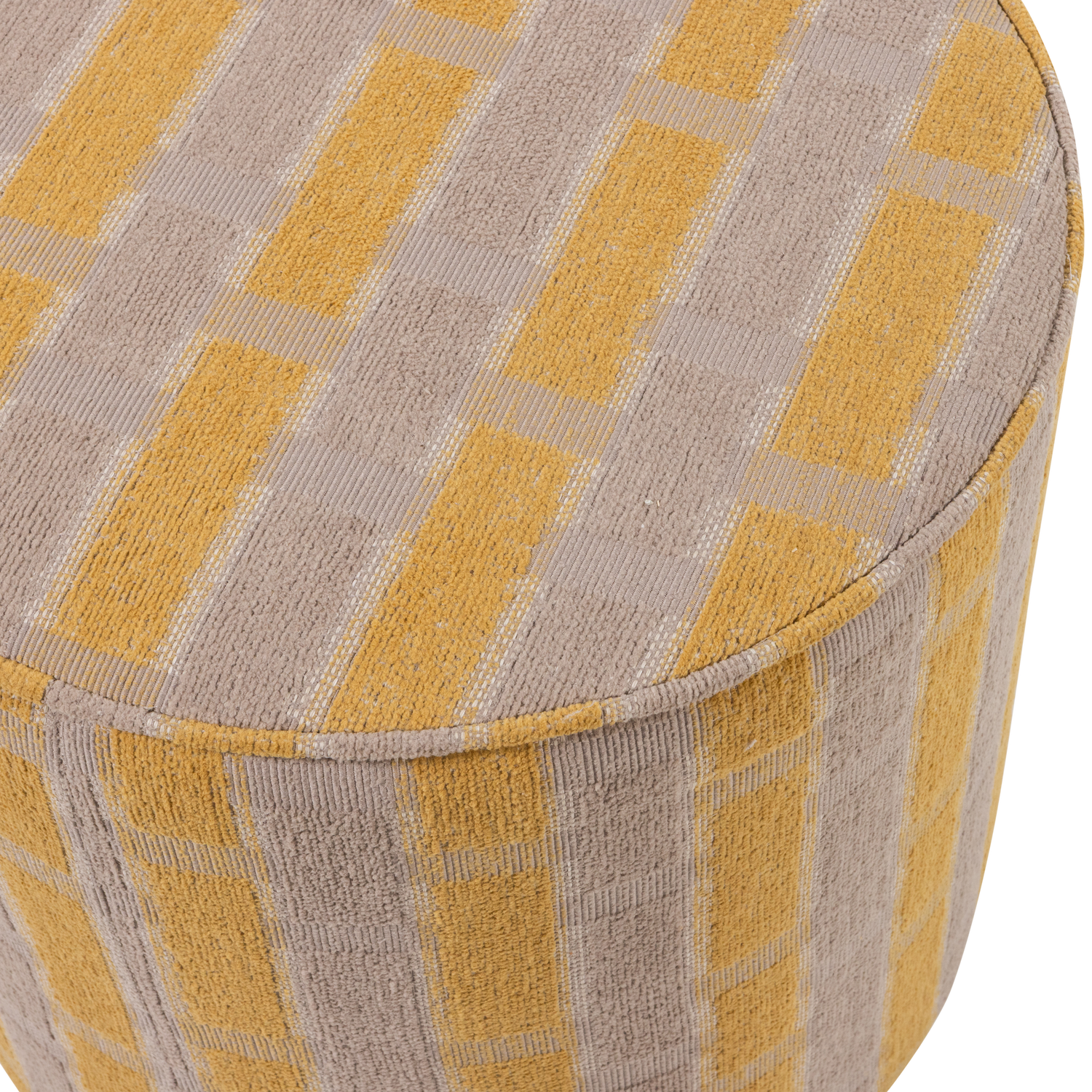 SARLI POUF HIGH CHENILLE TAUPE/YELLOW [fsc]