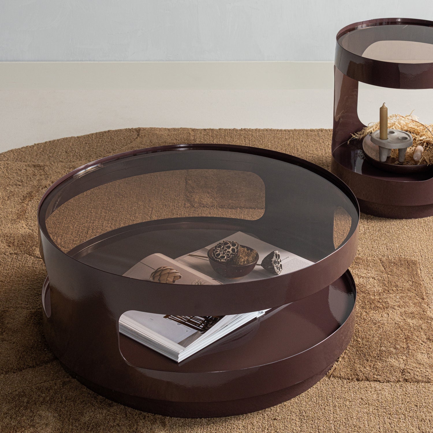 SERO COFFEE TABLE METAL/GLASS BROWN