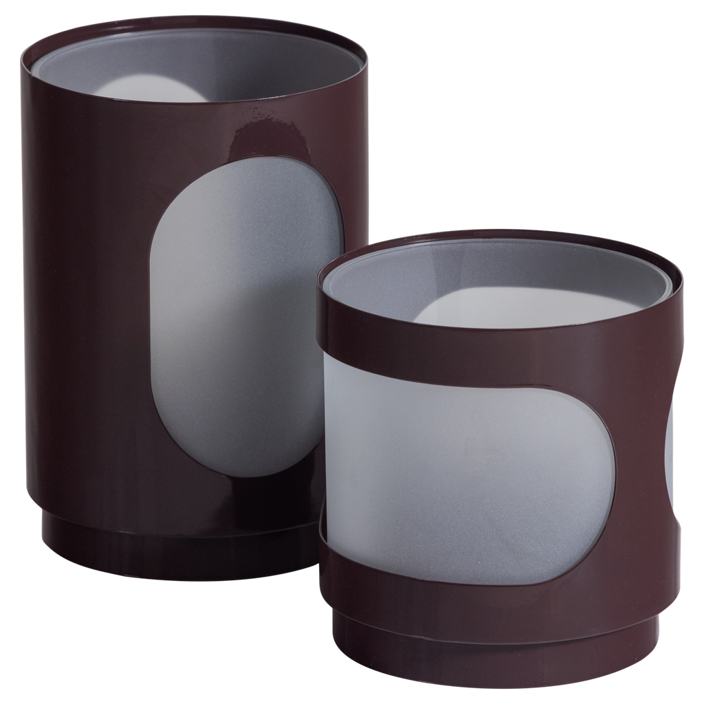 TAVO CANDLE HOLDERS METAL/GLASS BROWN - SET OF 2