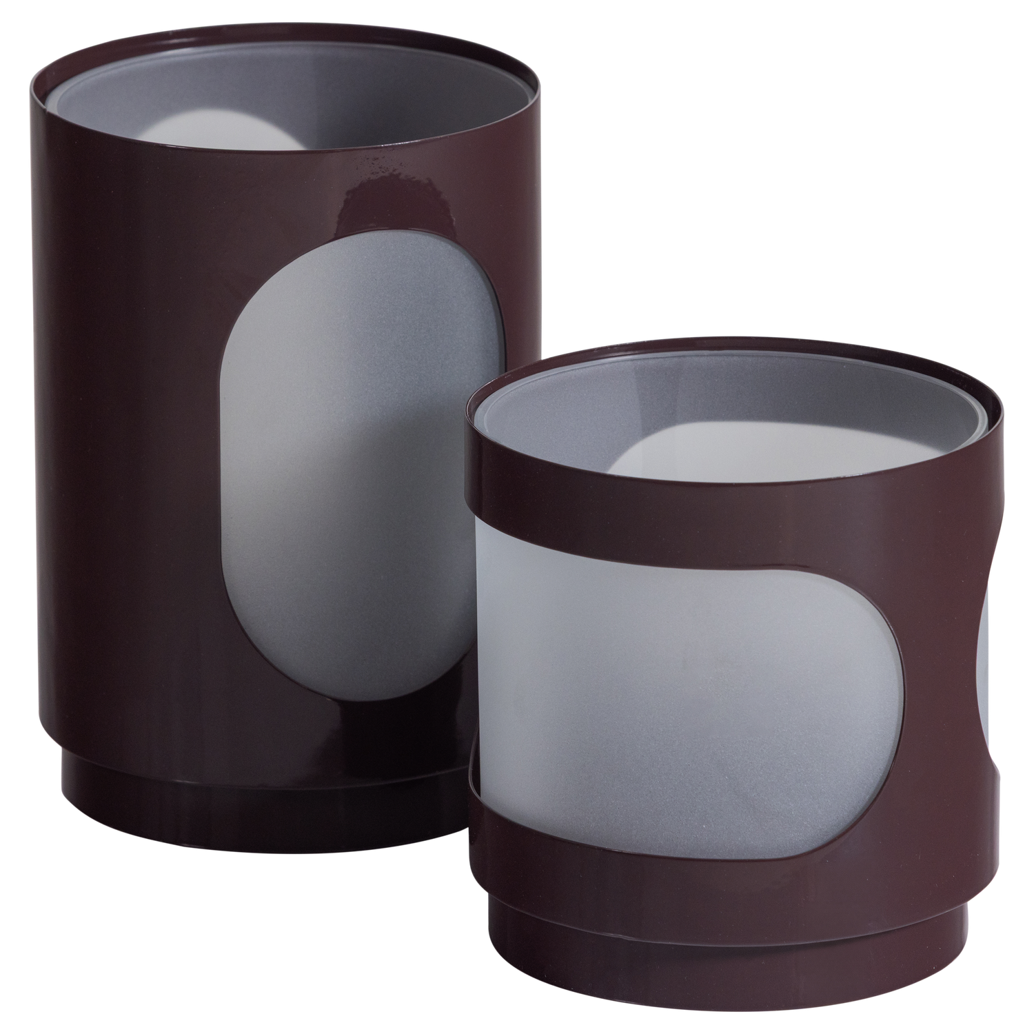 TAVO CANDLE HOLDERS METAL/GLASS BROWN - SET OF 2