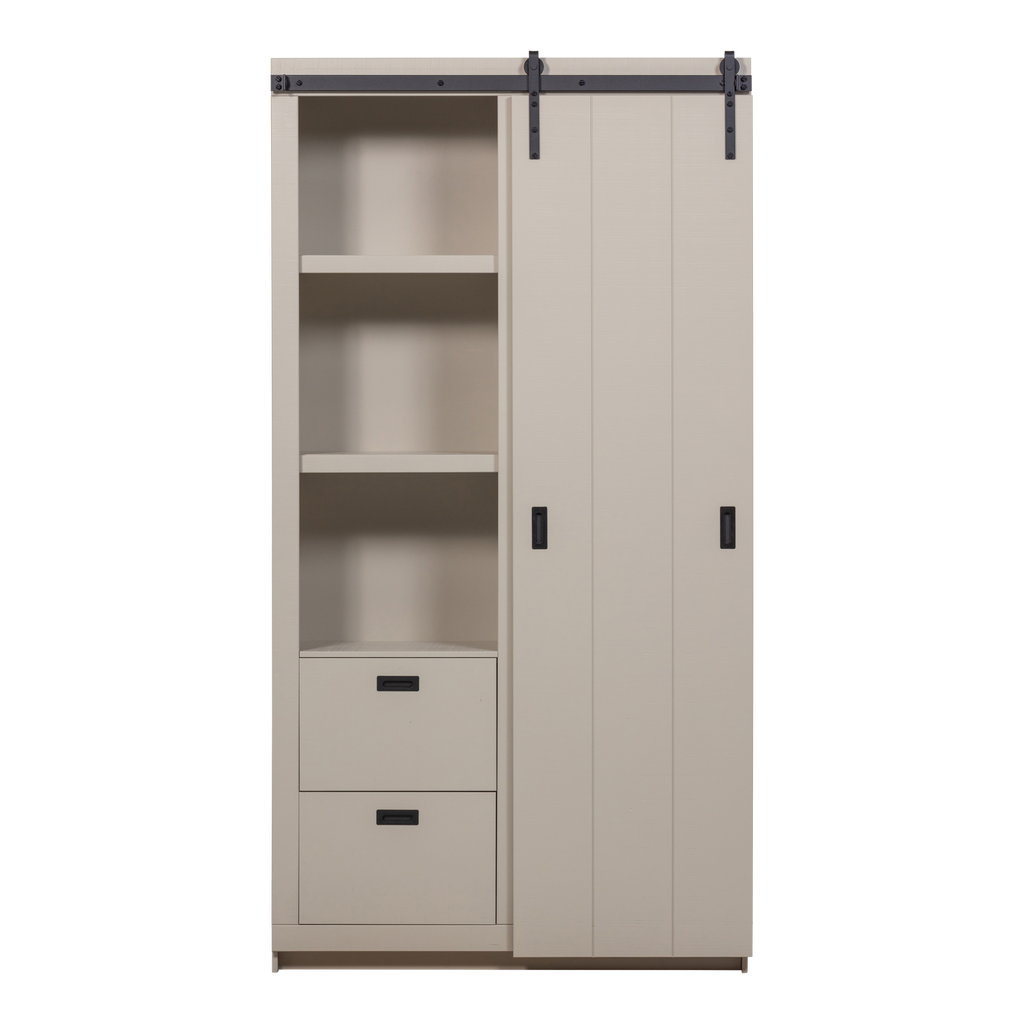 SLIDE BARN CABINET ROUGH SAWN PINE DUST [fsc]