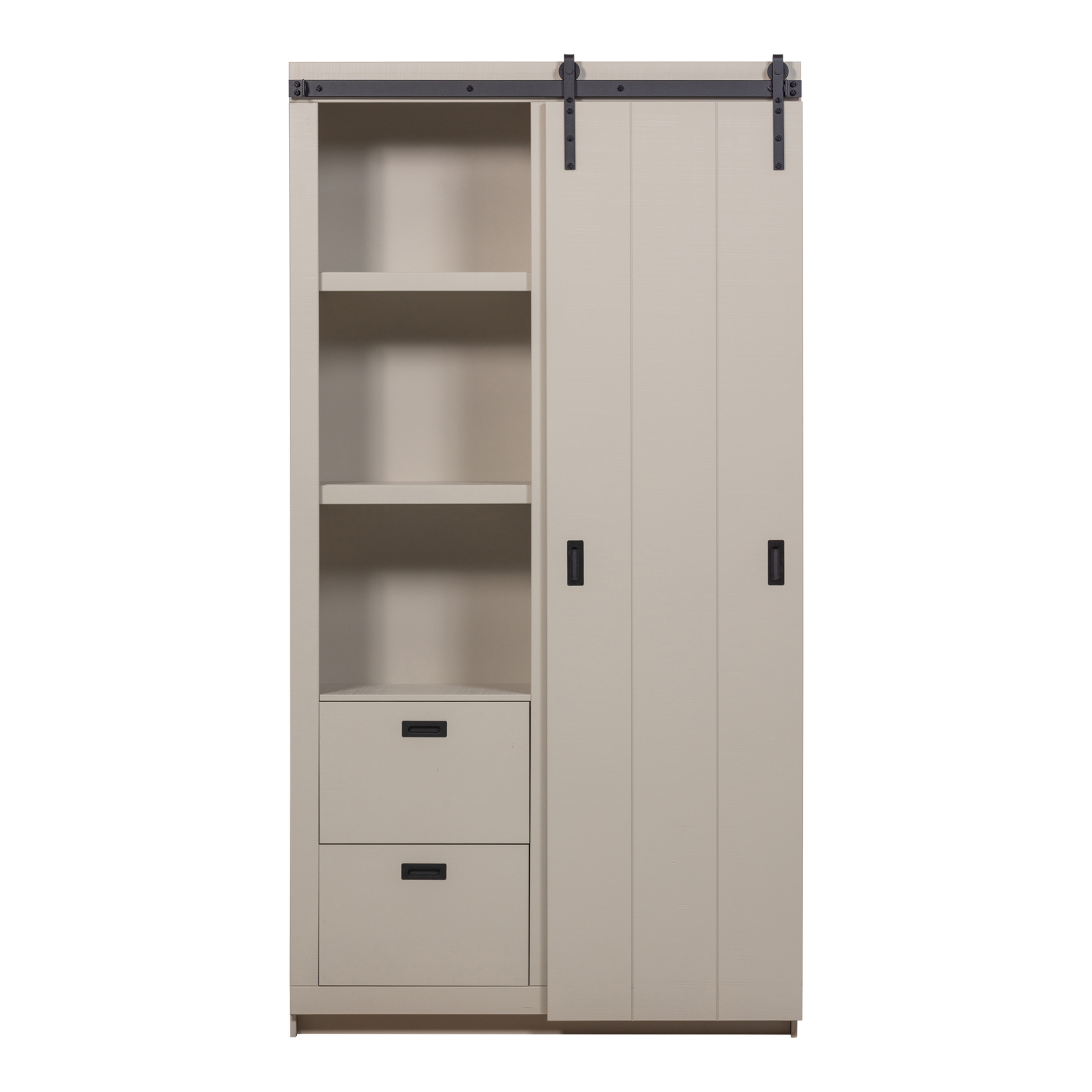 SLIDE BARN CABINET ROUGH SAWN PINE DUST [fsc]