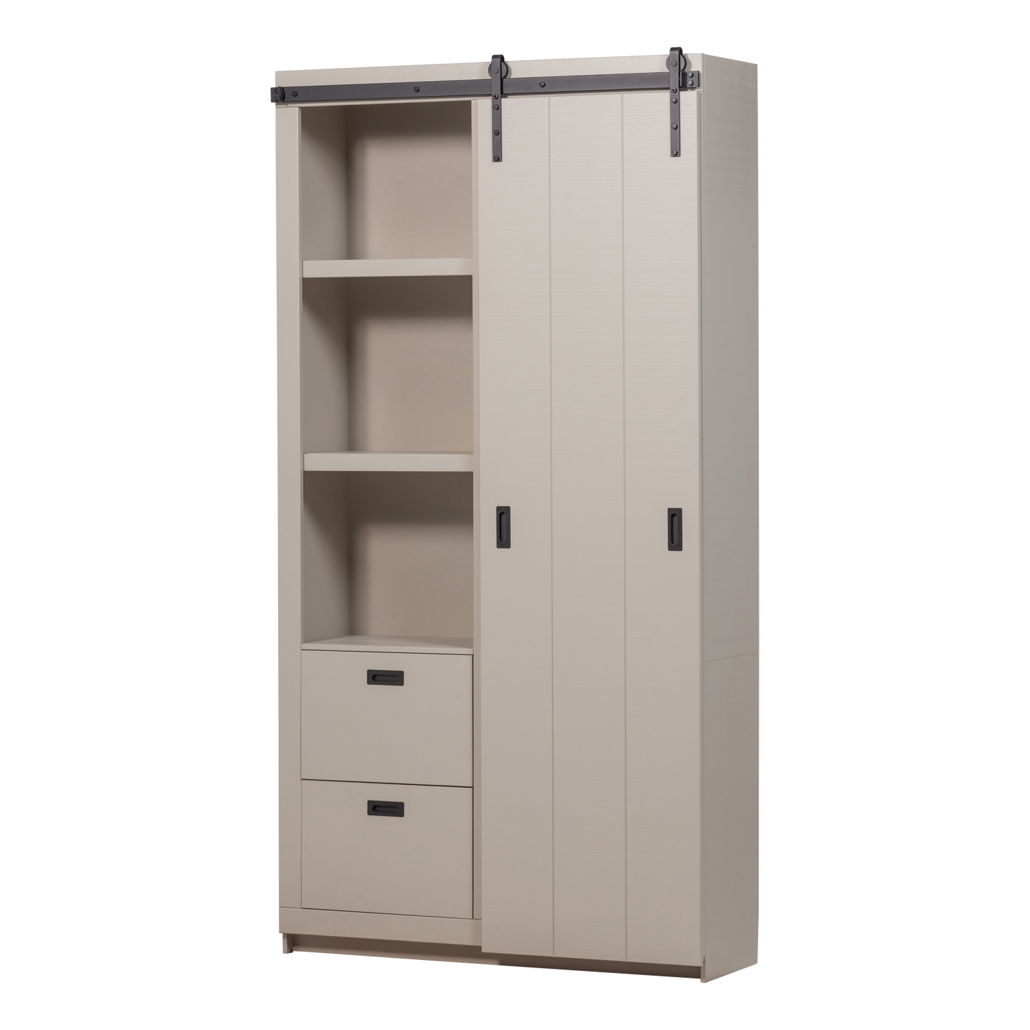 SLIDE BARN CABINET ROUGH SAWN PINE DUST [fsc]