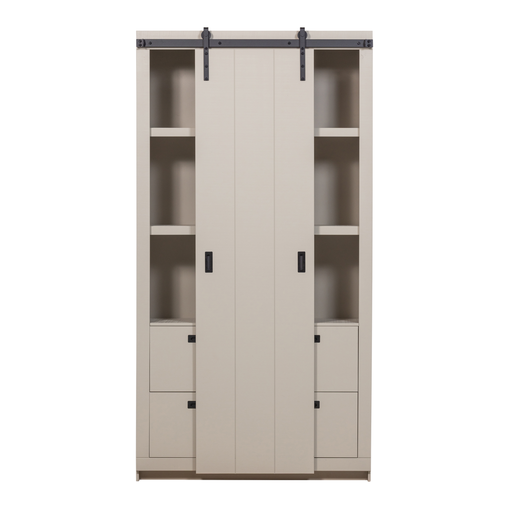 SLIDE BARN CABINET ROUGH SAWN PINE DUST [fsc]