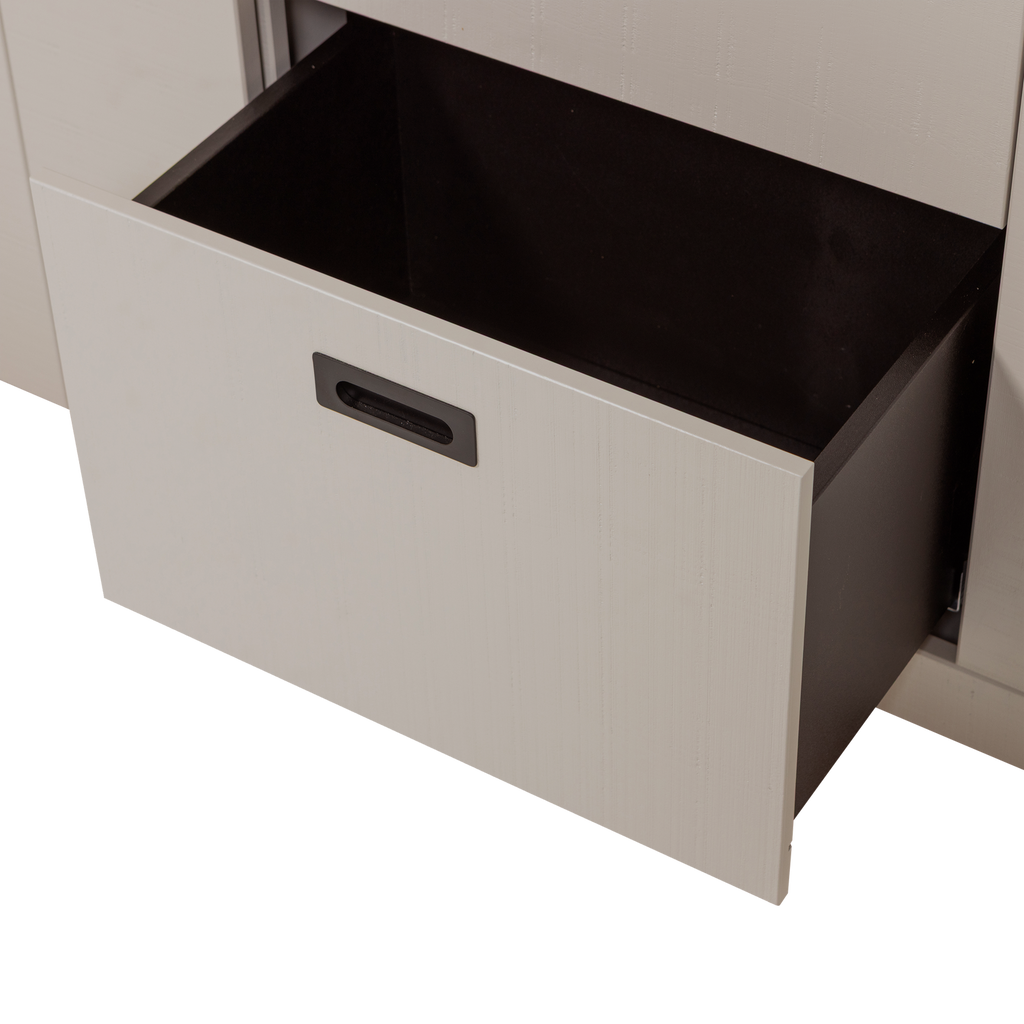 SLIDE BARN CABINET ROUGH SAWN PINE DUST [fsc]