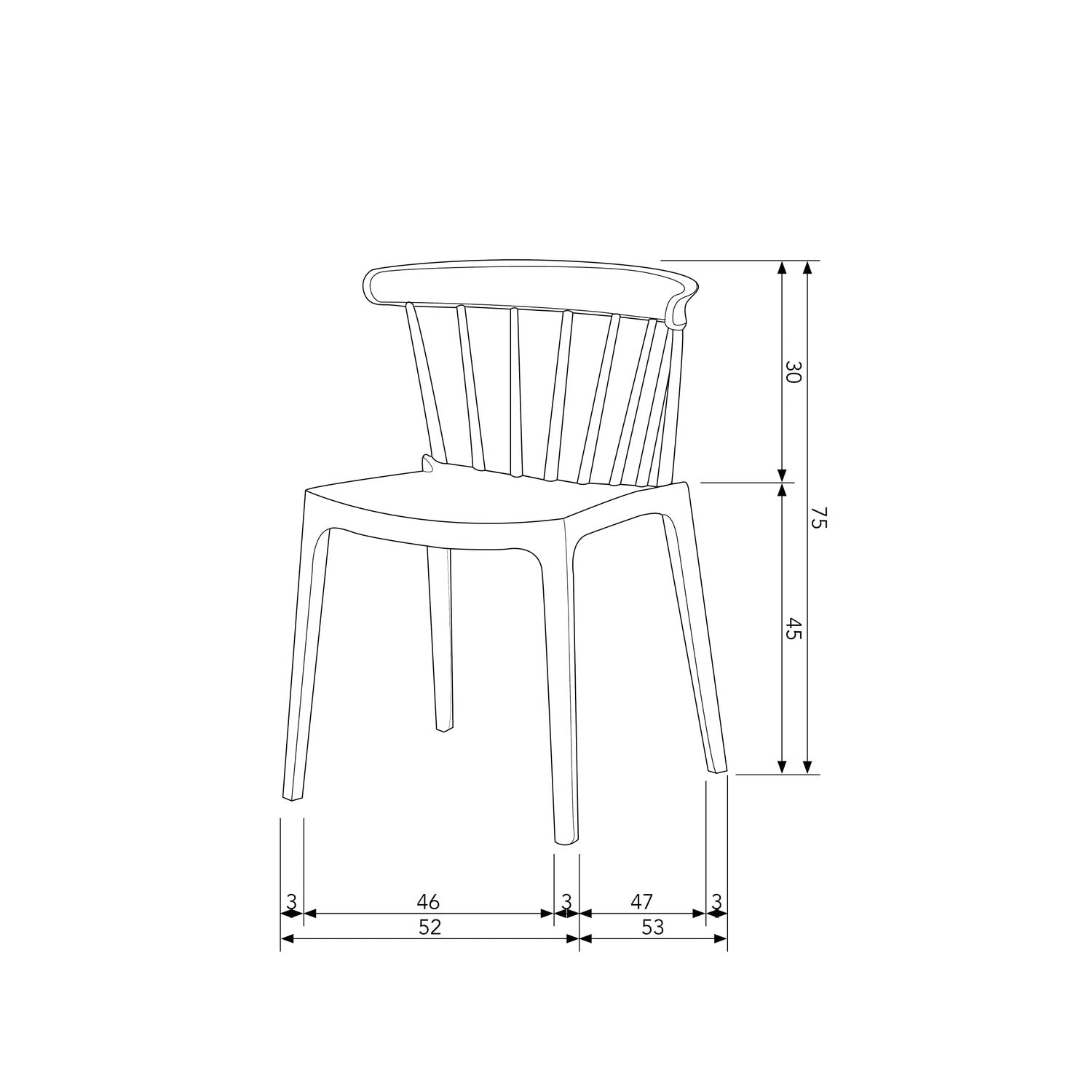 BLISS GARDEN CHAIR WITH BARS PLASTIC BLACK