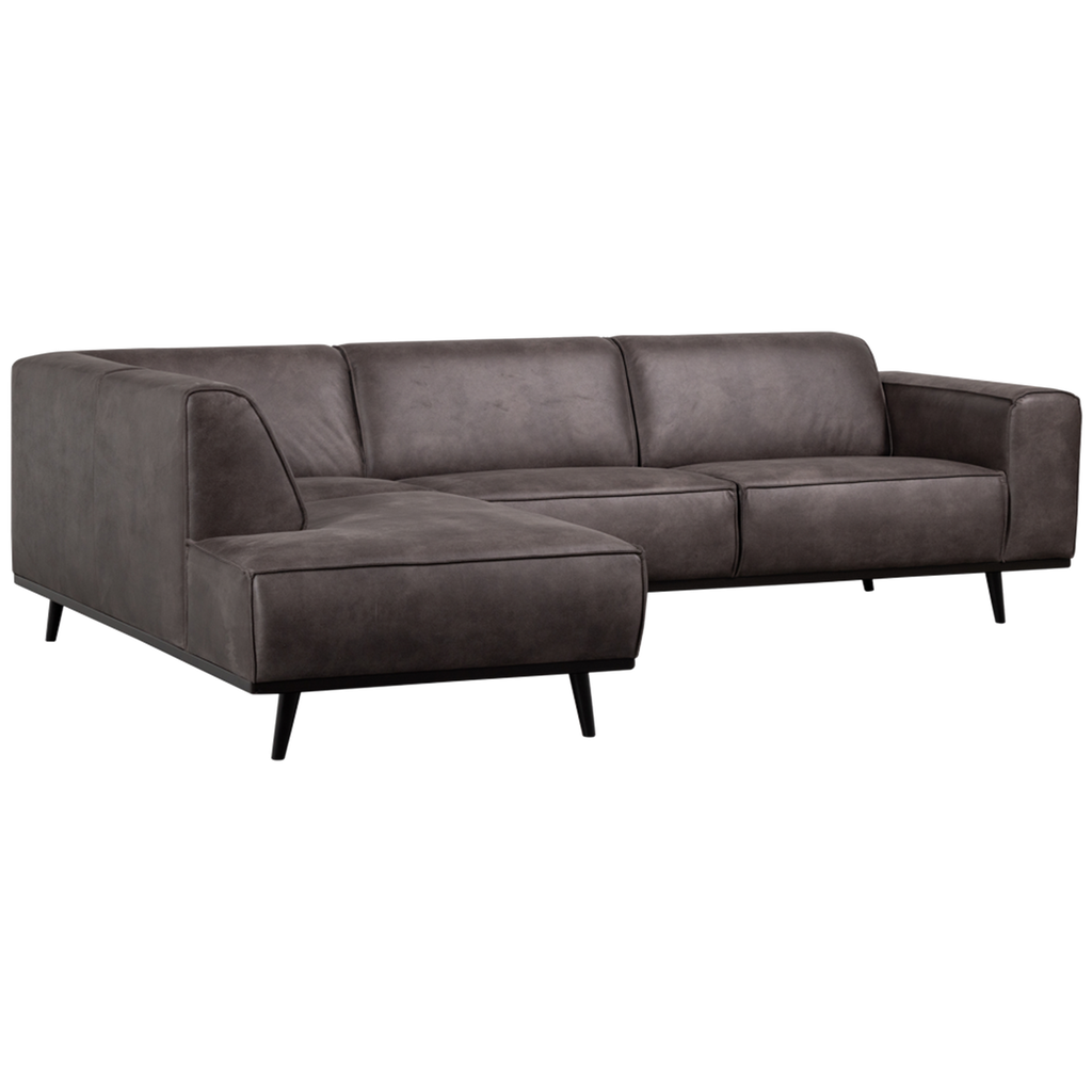 STATEMENT CORNER SOFA LEFT ECO LEATHER DARK GREY
