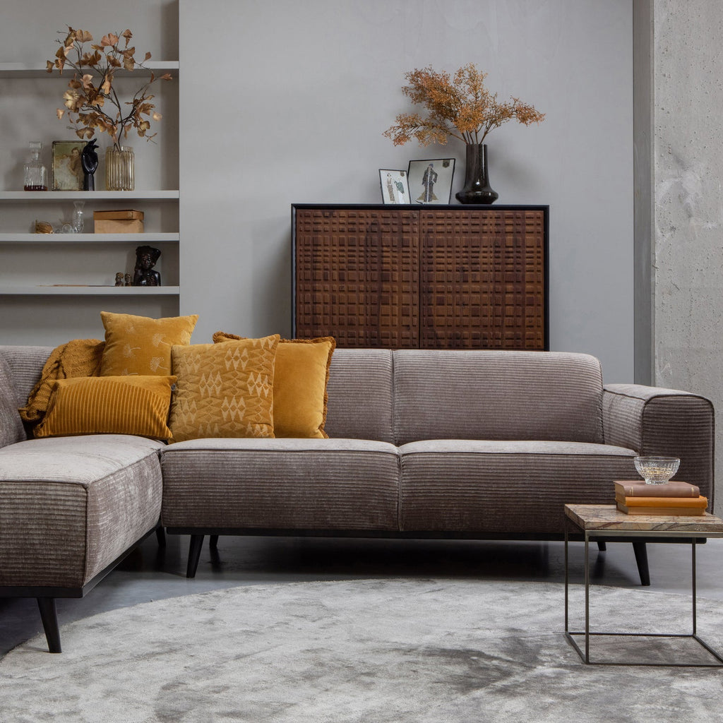 STATEMENT CORNER SOFA LEFT RIB FABRIC TAUPE
