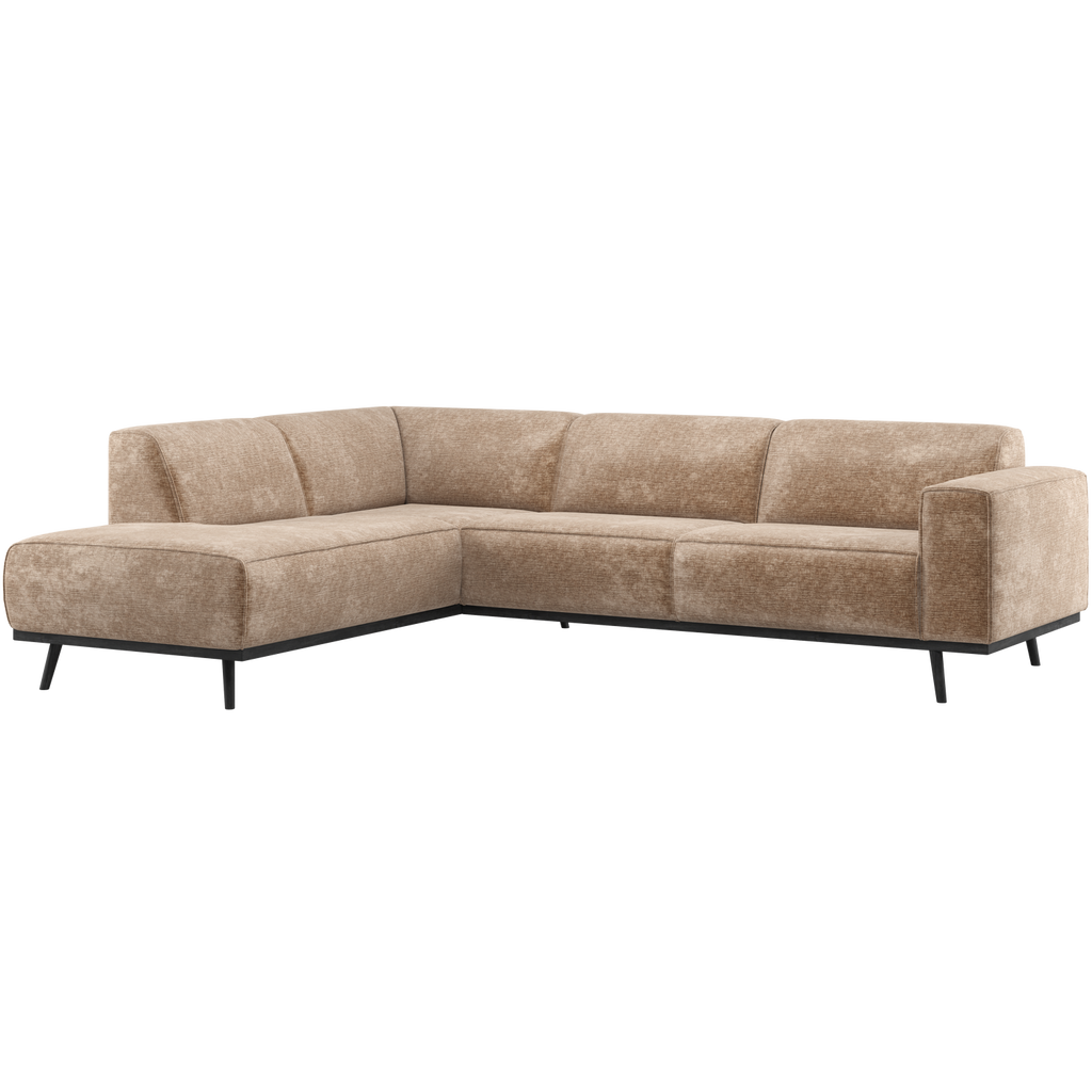 STATEMENT CORNER SOFA LEFT CHENILLE VELVET TAUPE