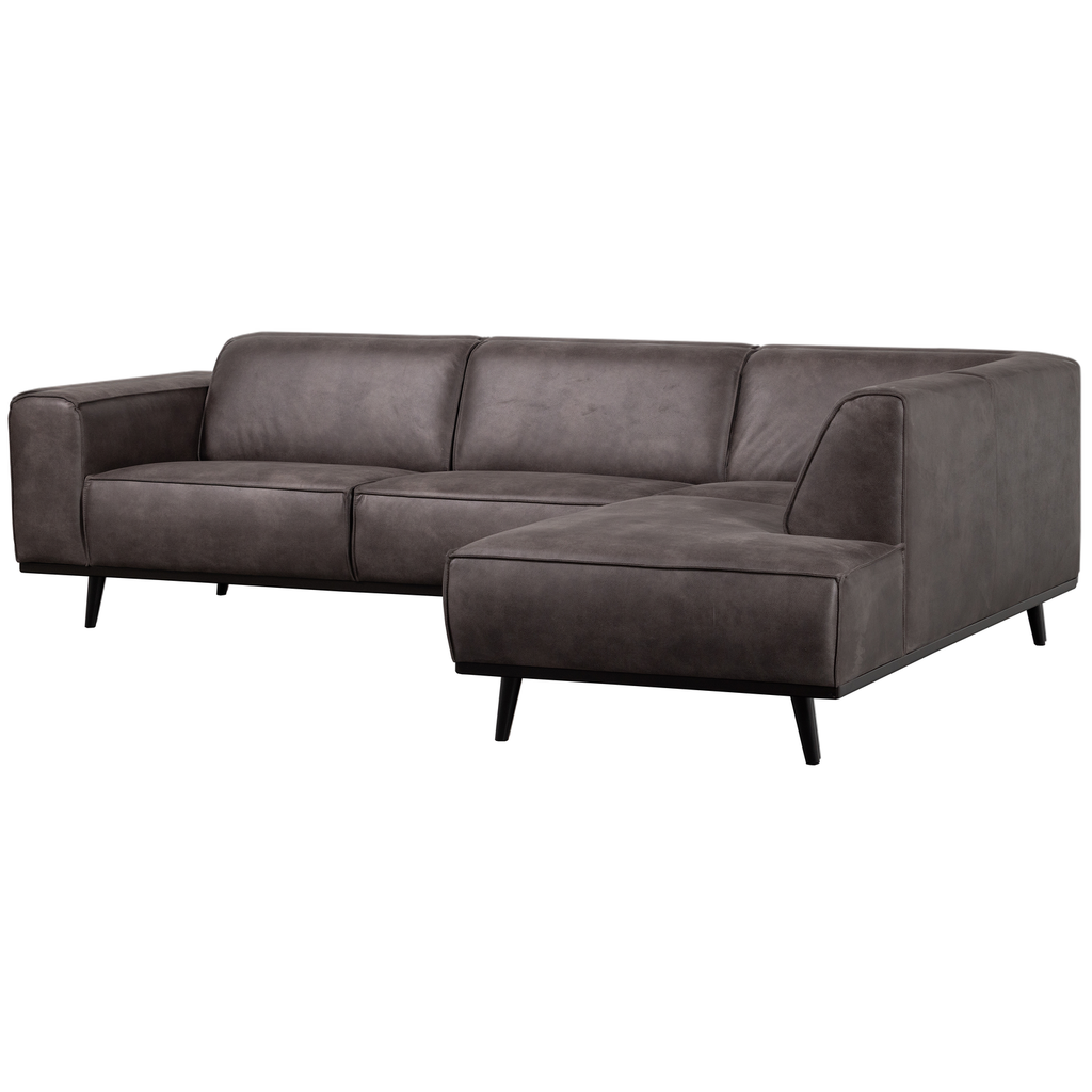 STATEMENT CORNER SOFA RIGHT ECO LEATHER DARK GREY