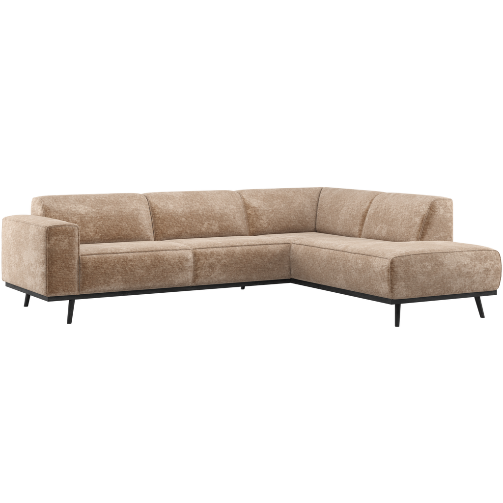 STATEMENT CORNER SOFA RIGHT CHENILLE VELVET TAUPE