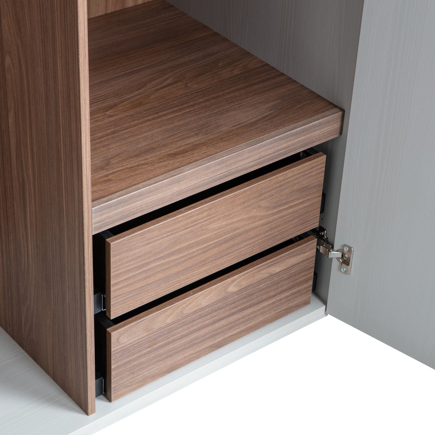 RENS 2-DOORS WARDROBE LONG HANDLE WALNUT/PEBBLE GREY [fsc]