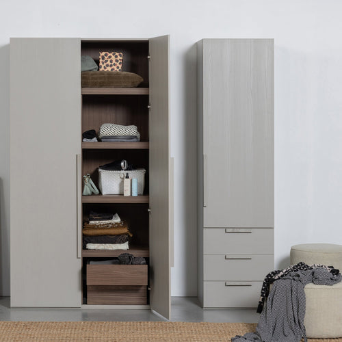 RENS 1-DOOR WARDROBE LONG HANDLE WALNUT/PEBBLE GREY [fsc]