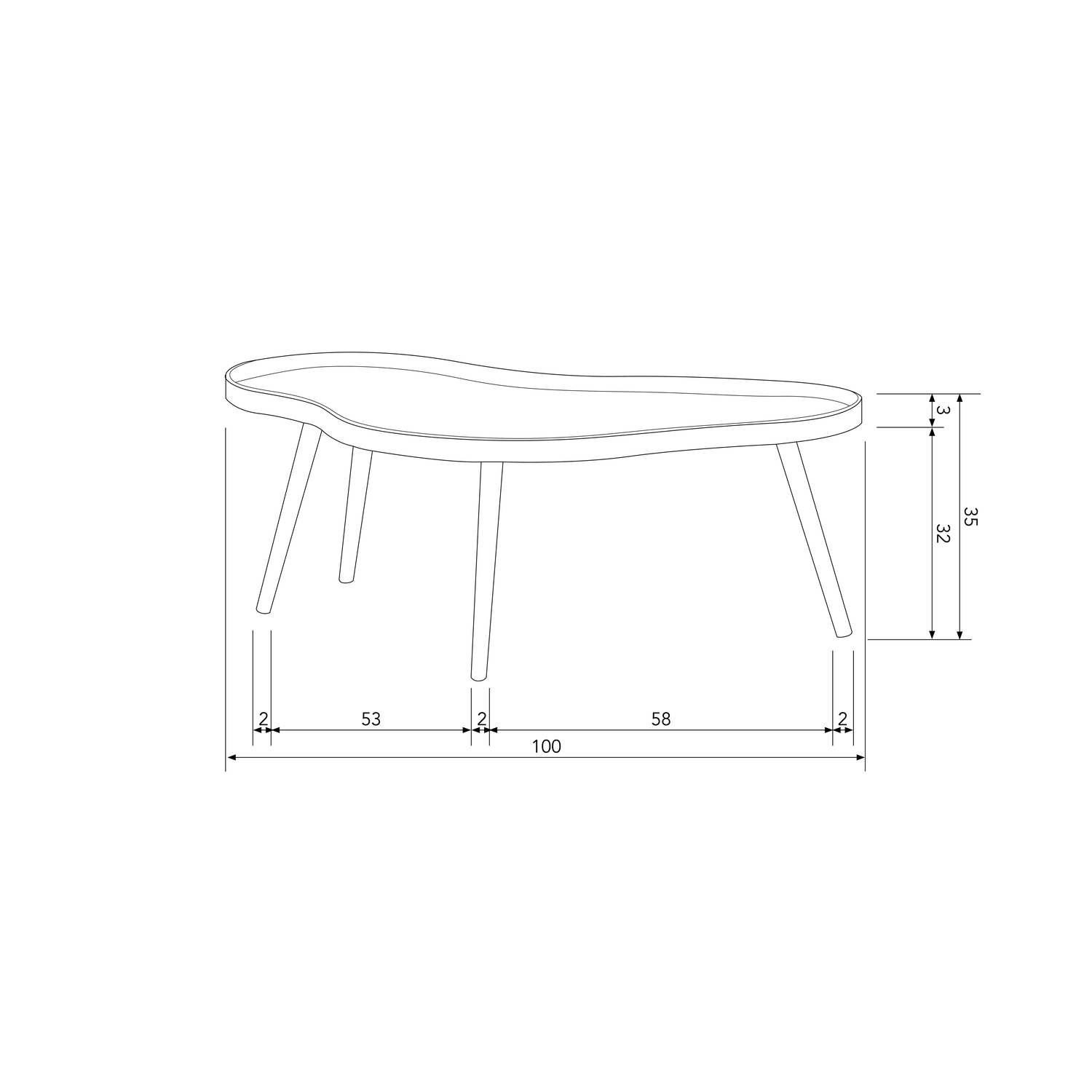 MAE SIDE TABLE ORGANIC OBLONG WOOD ALPACA