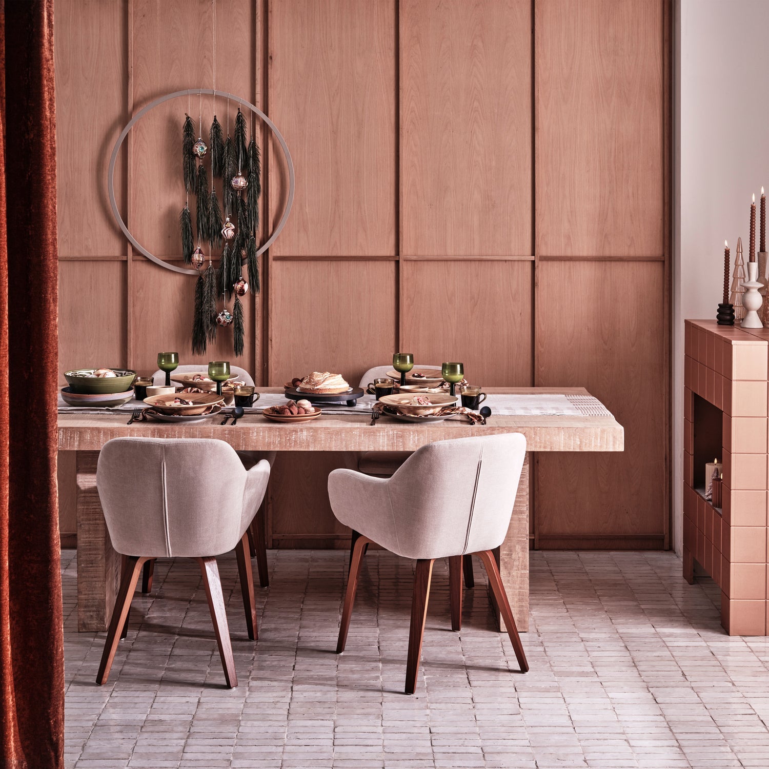 BASE DINING CHAIR VELVET MELANGE SAND