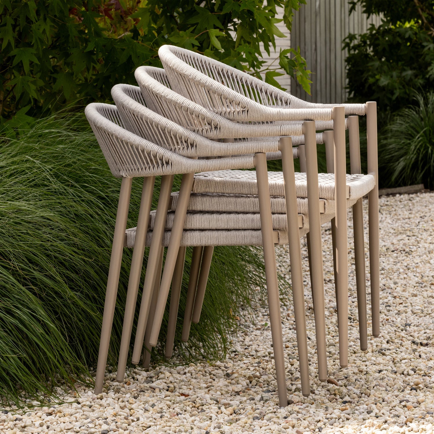 YELLOW GARDEN CHAIR ROPE/ALUMINIUM LIGHT GREY