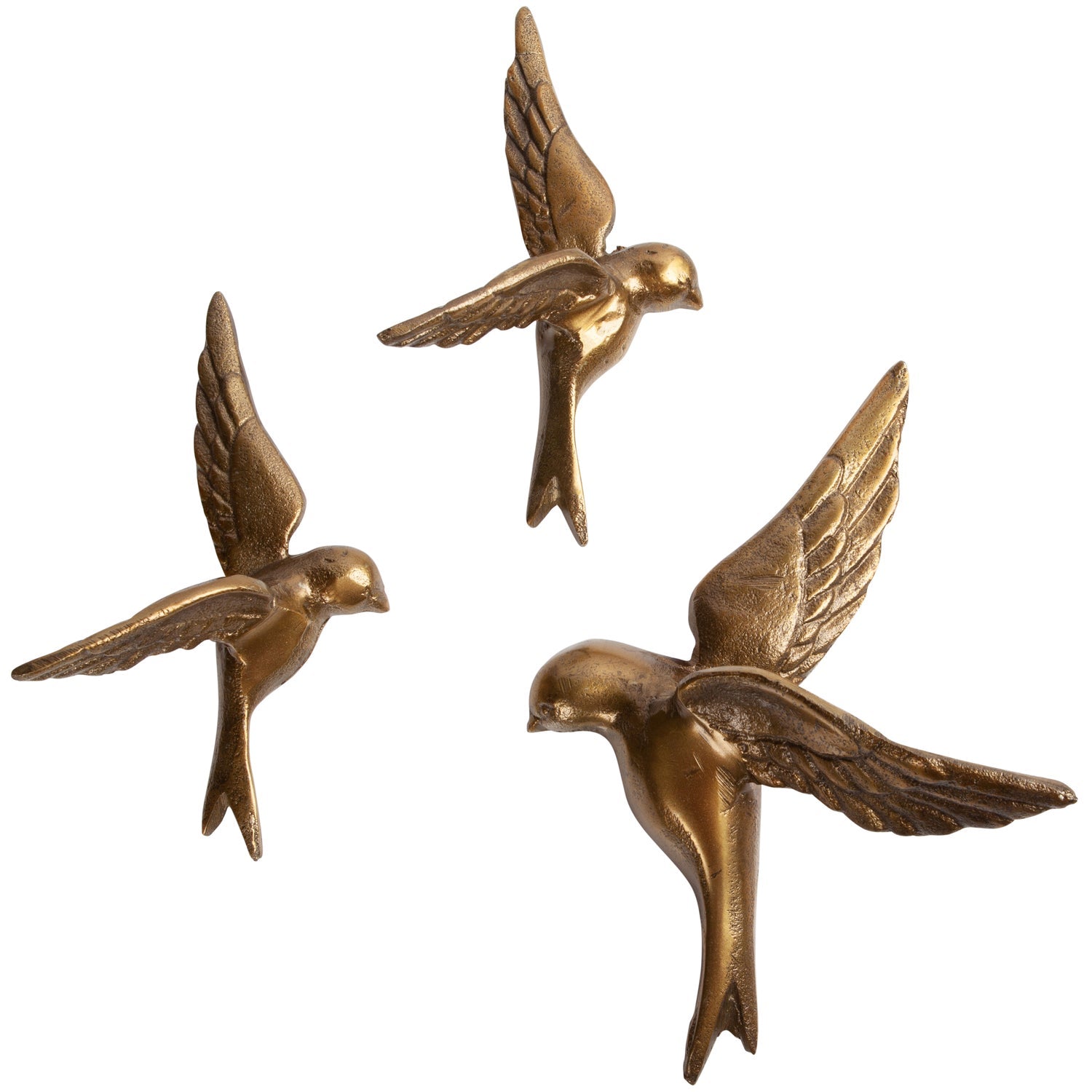 AVALER TOO BIRDS METAL ANTIQUE BRASS - SET OF 3