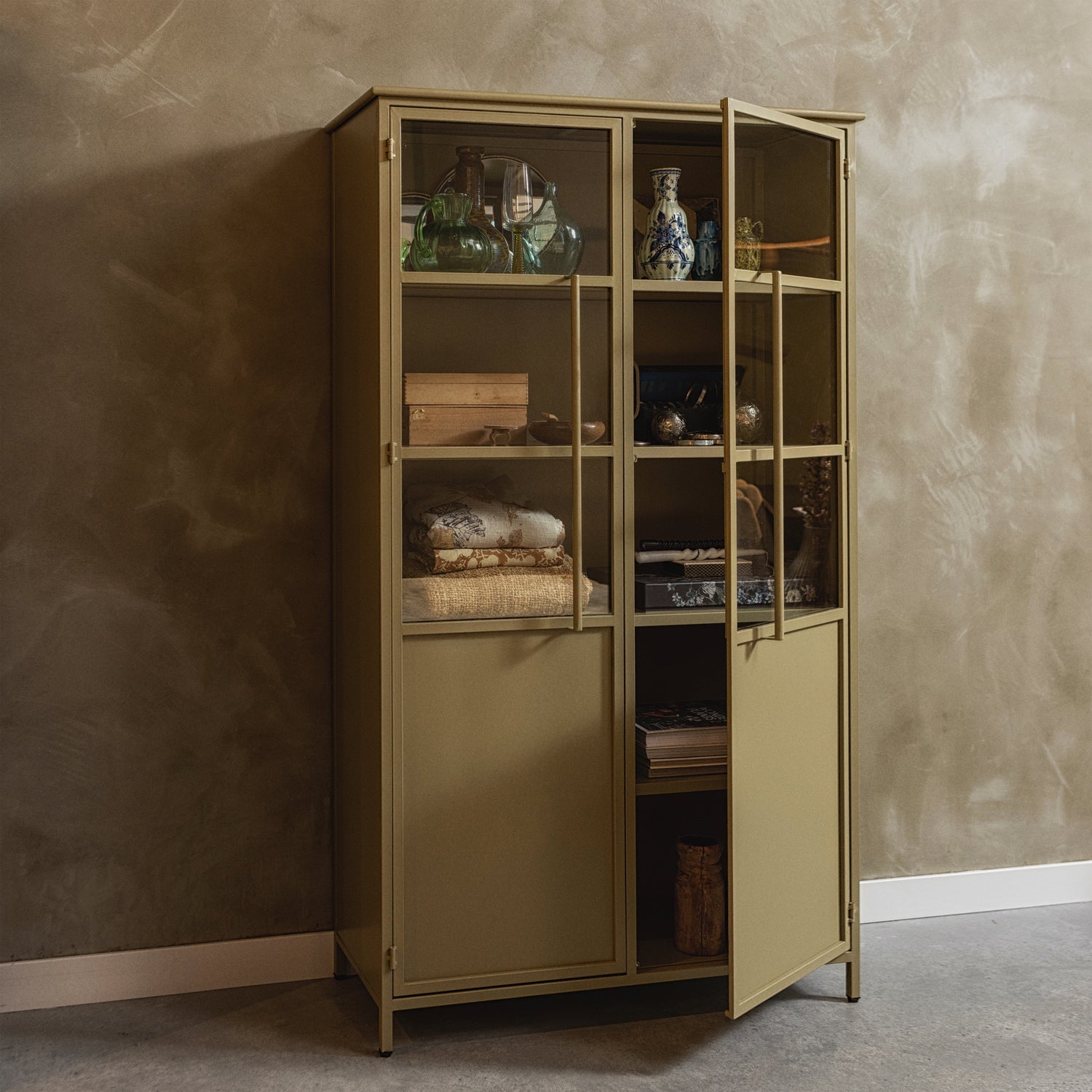 EXHIBIT DISPLAY CASE METAL KHAKI