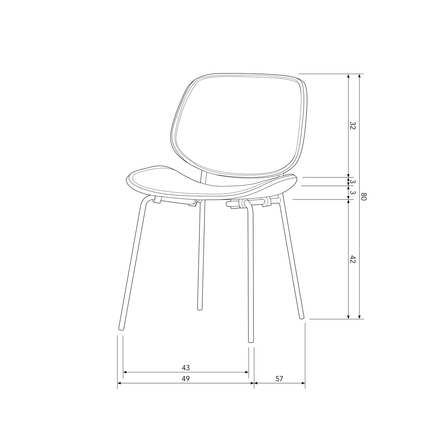 CLOSE IN DINING CHAIR ARTIFICIAL LEATHER/PLYWOOD BLACK