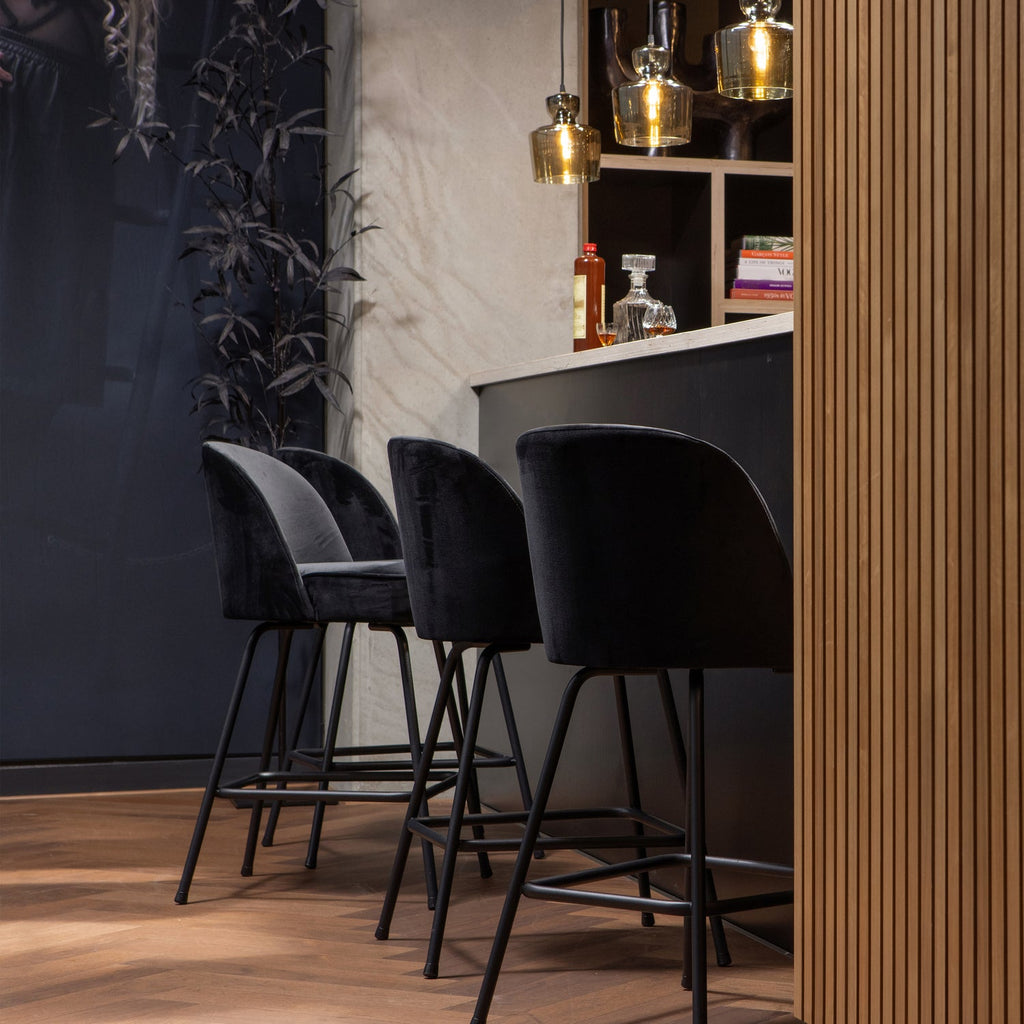 VOGUE BARSTOOL 65CM VELVET BLACK