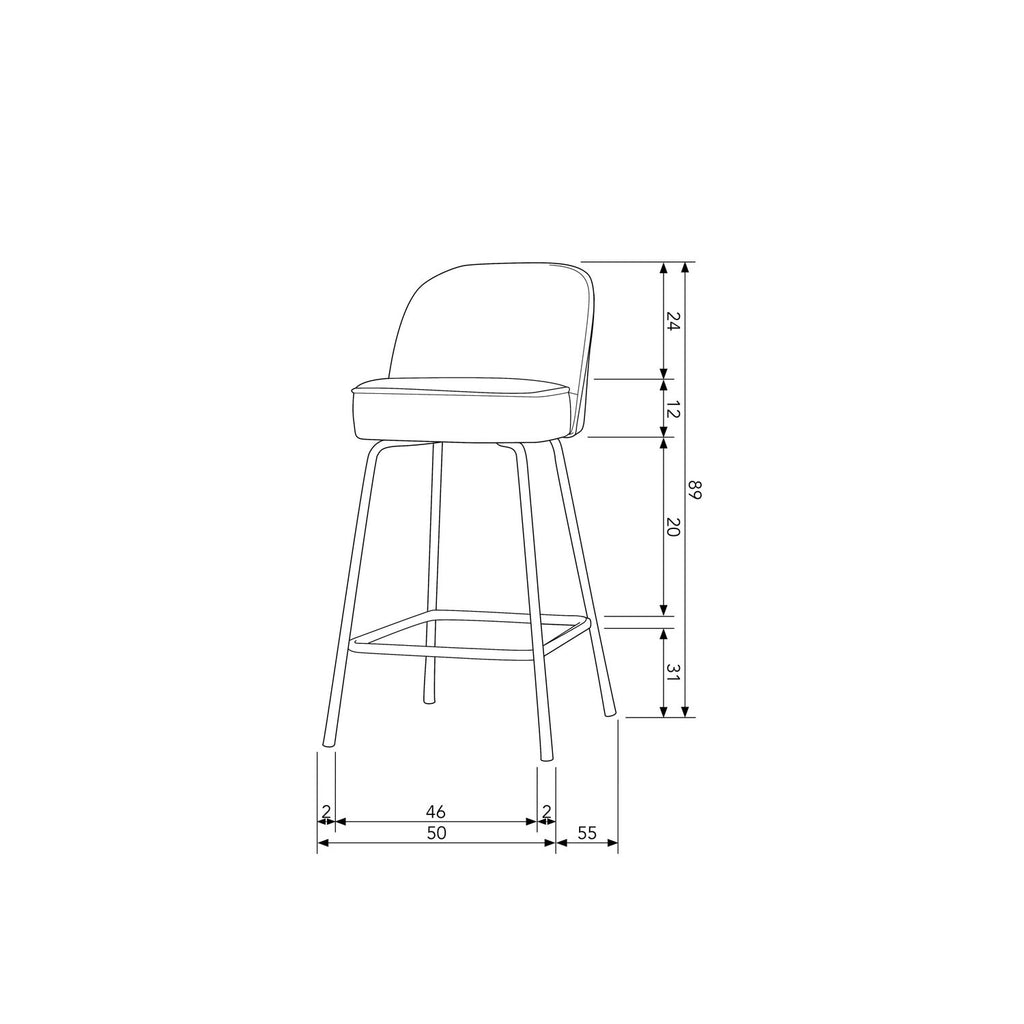 VOGUE BARSTOOL 65CM VELVET HONEY YELLOW
