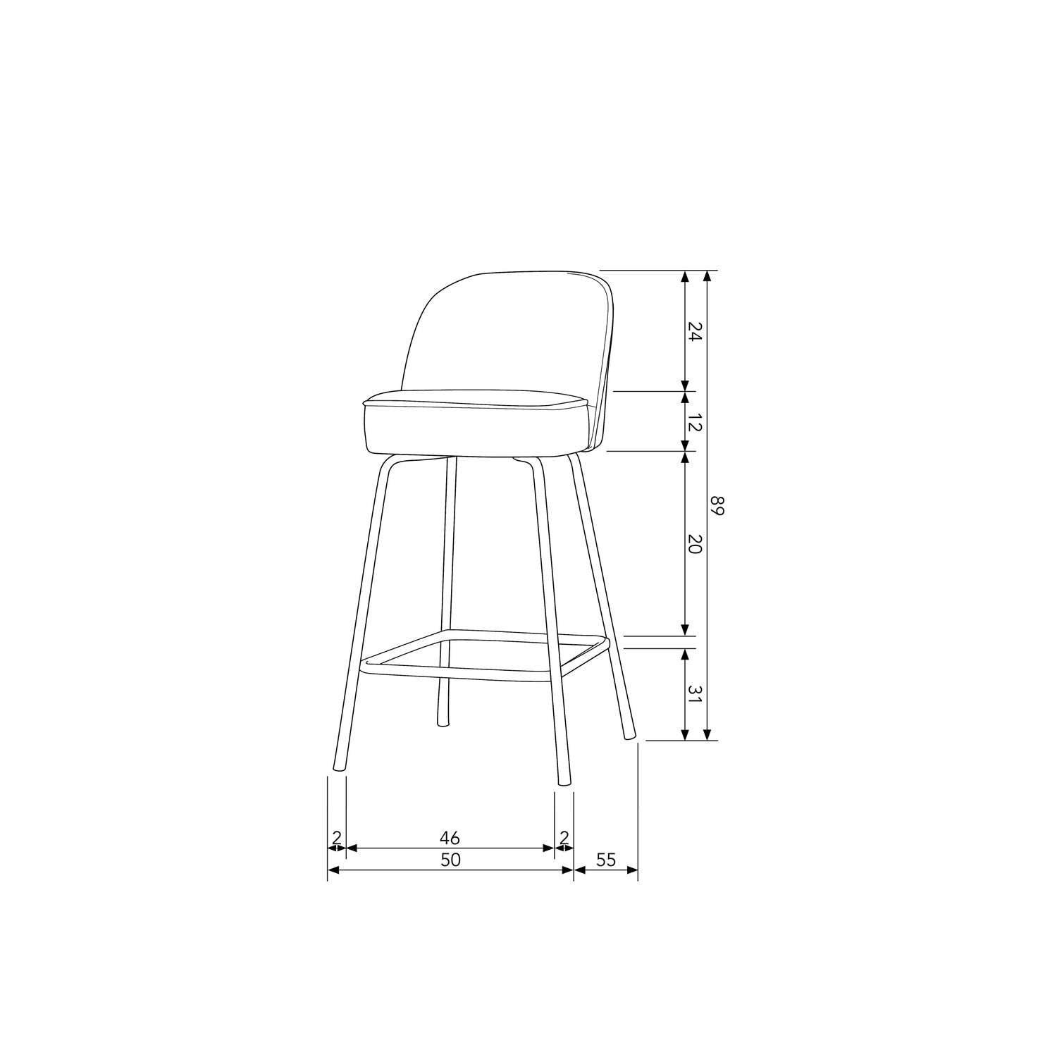 VOGUE BARSTOOL 65CM VELVET HONEY YELLOW
