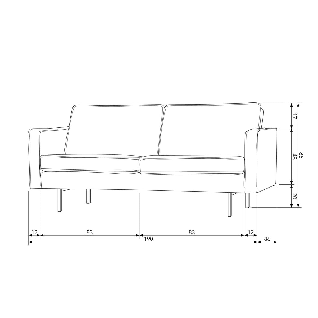 RODEO 2,5-SEATER SOFA VELVET ANTHRACITE