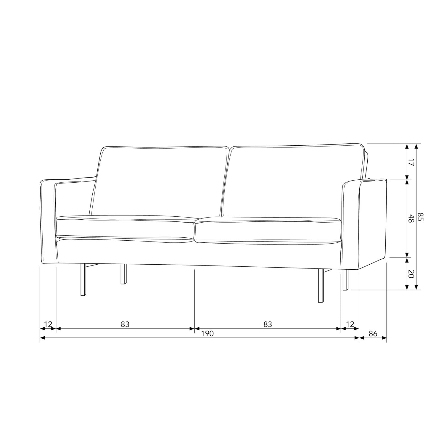 RODEO 2,5-SEATER SOFA VELVET ANTHRACITE