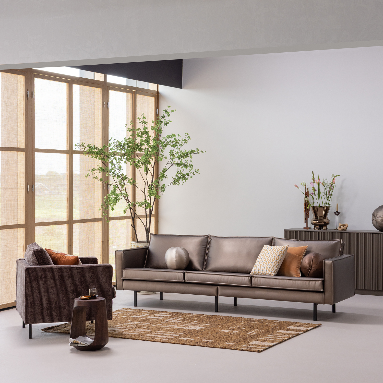 IAN HANDWOVEN RUG WOOL/COTTON BROWN 170x240CM