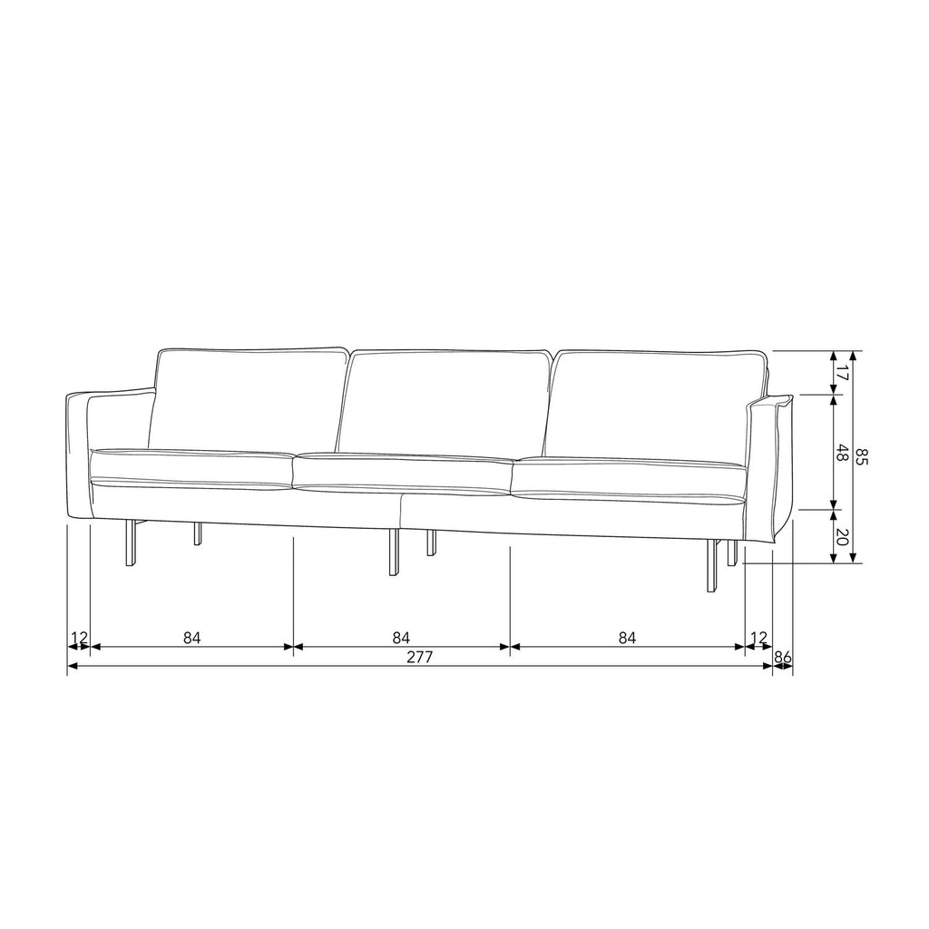 RODEO SOFA 3-SEATER VELVET HONEY YELLOW