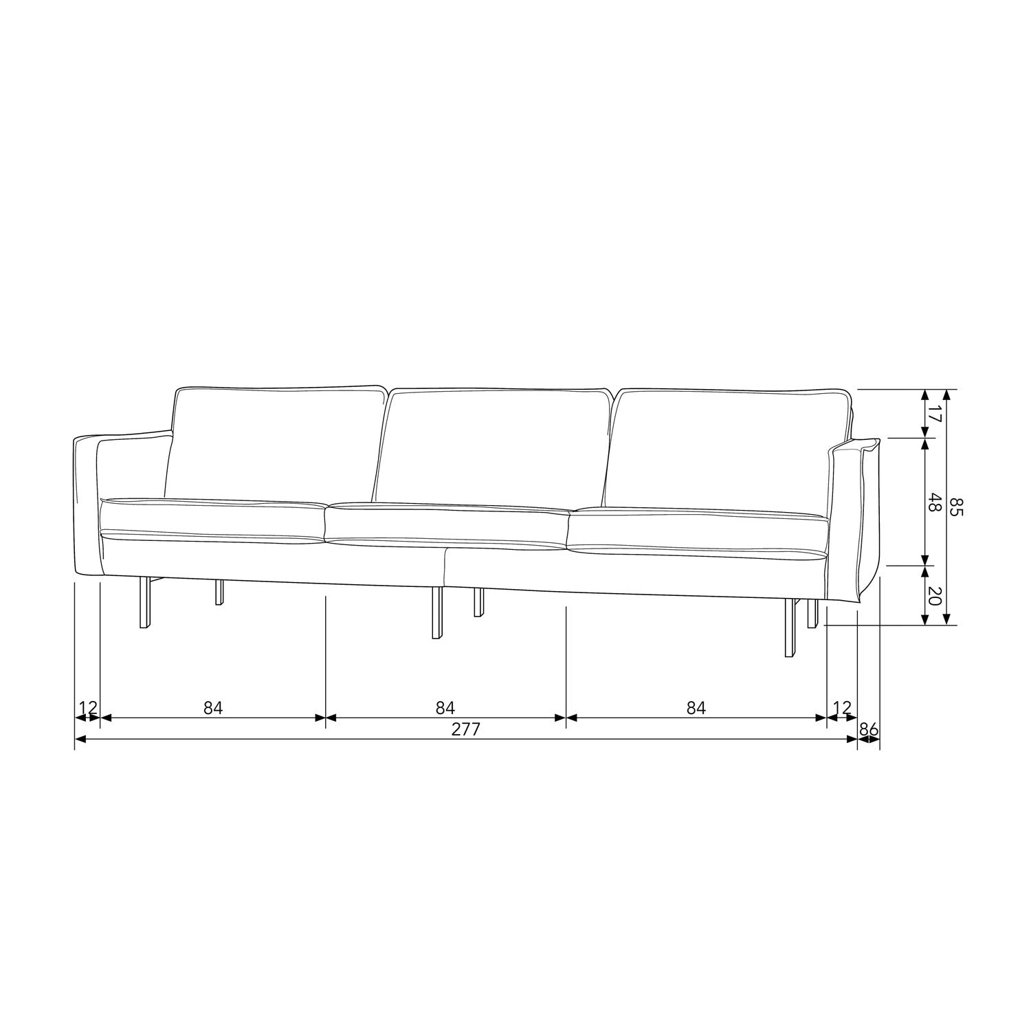RODEO SOFA 3-SEATER VELVET HONEY YELLOW