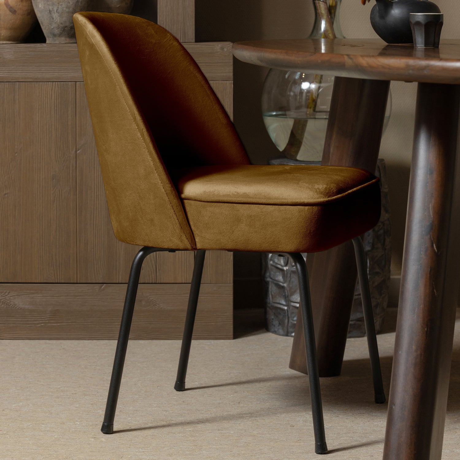 VOGUE DINING CHAIR VELVET HONEY YELLOW