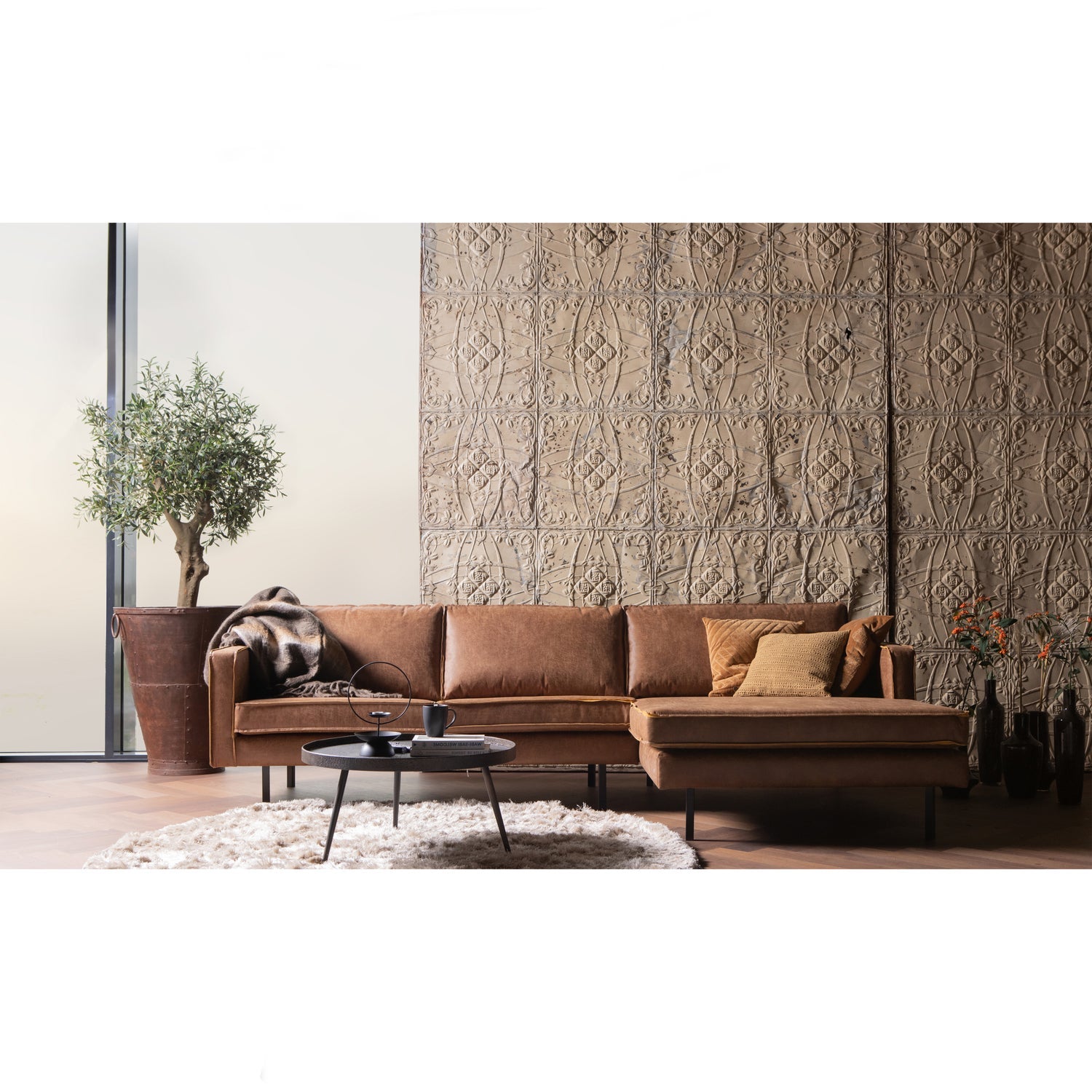 RODEO CHAISE LONGUE RIGHT ECO LEATHER COGNAC