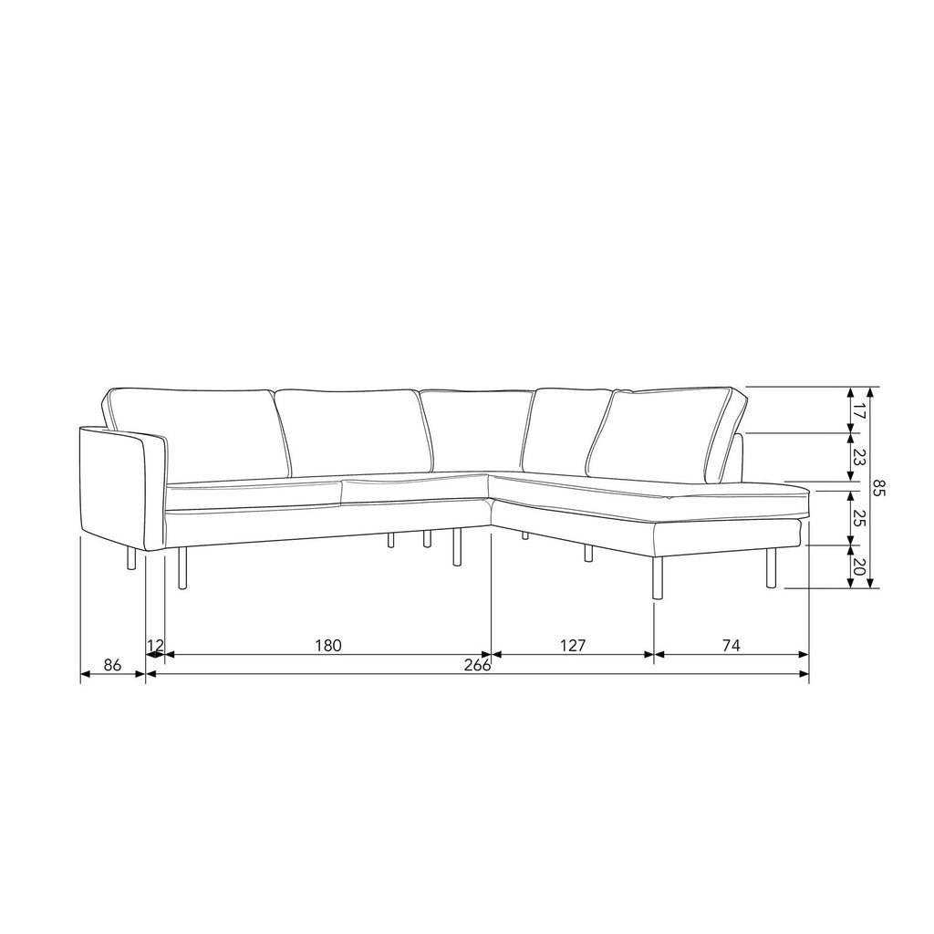 RODEO CORNER SOFA RIGHT ECO LEATHER COGNAC