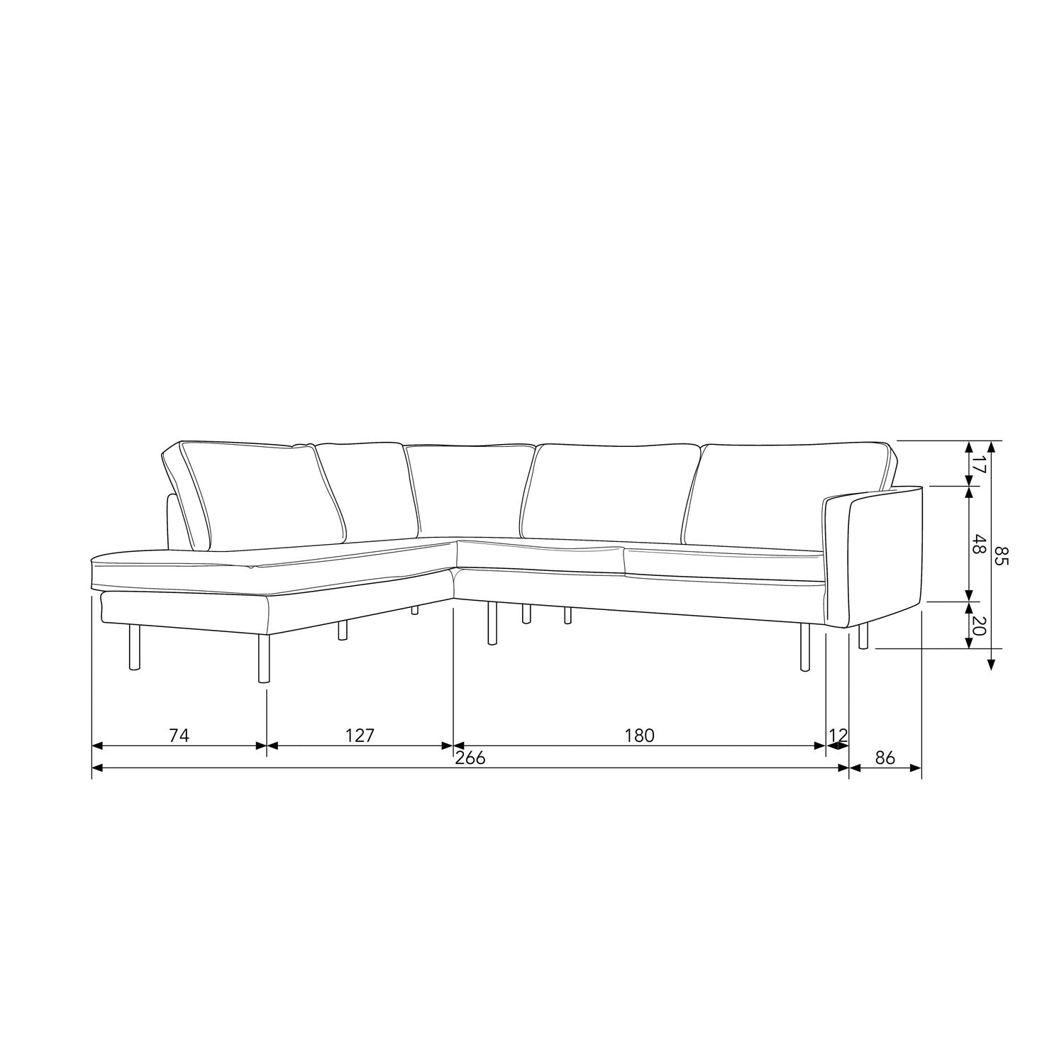 RODEO CORNER SOFA LEFT ECO LEATHER COGNAC
