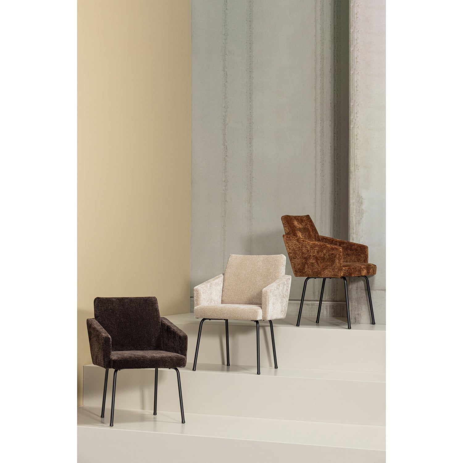 MOUNT DINING CHAIR WITH ARMREST 3D CHENILLE SAND