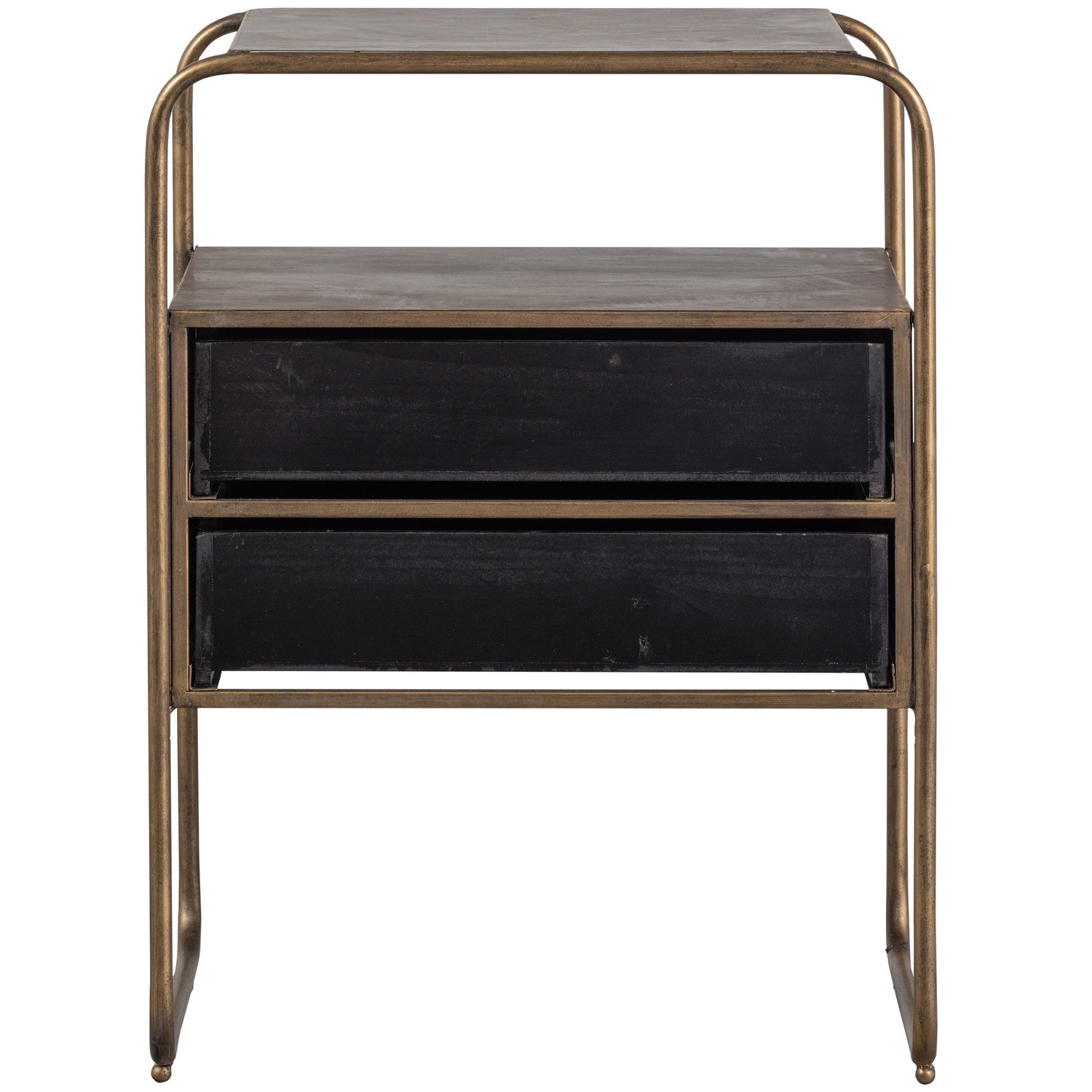 POLITE NIGHTSTAND METAL/WOOD ANTIQUE BRASS