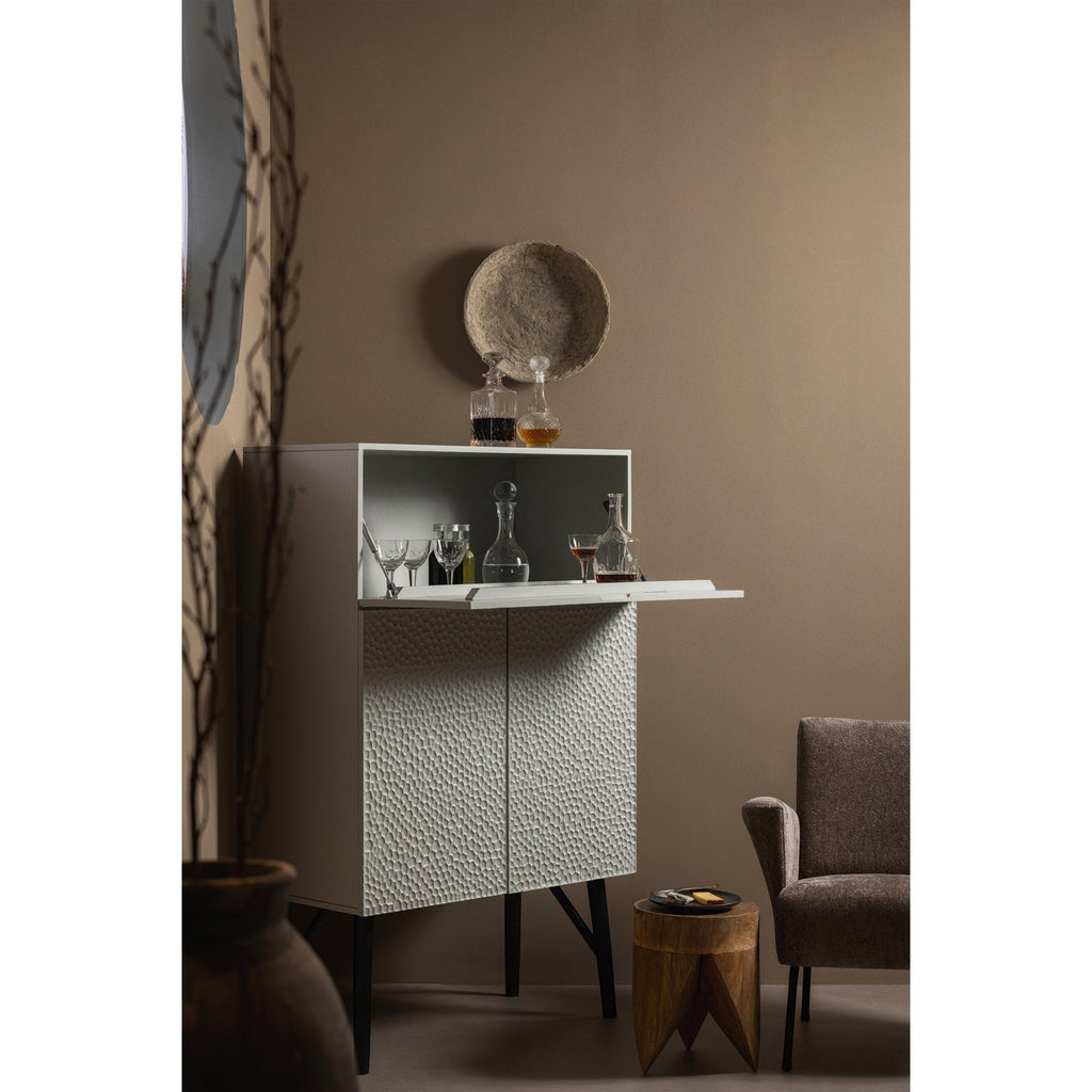 CARVED ORGANIC BAR CABINET MANGO WOOD MIST