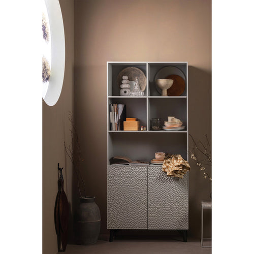 CARVED ORGANIC 2-DOORS CABINET MANGO WOOD MIST