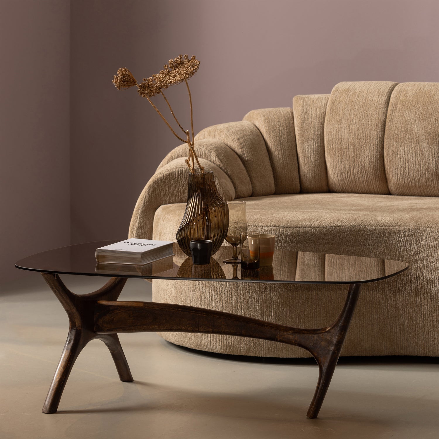 FLASH COFFEE TABLE MANGO WOOD/GLASS WALNUT