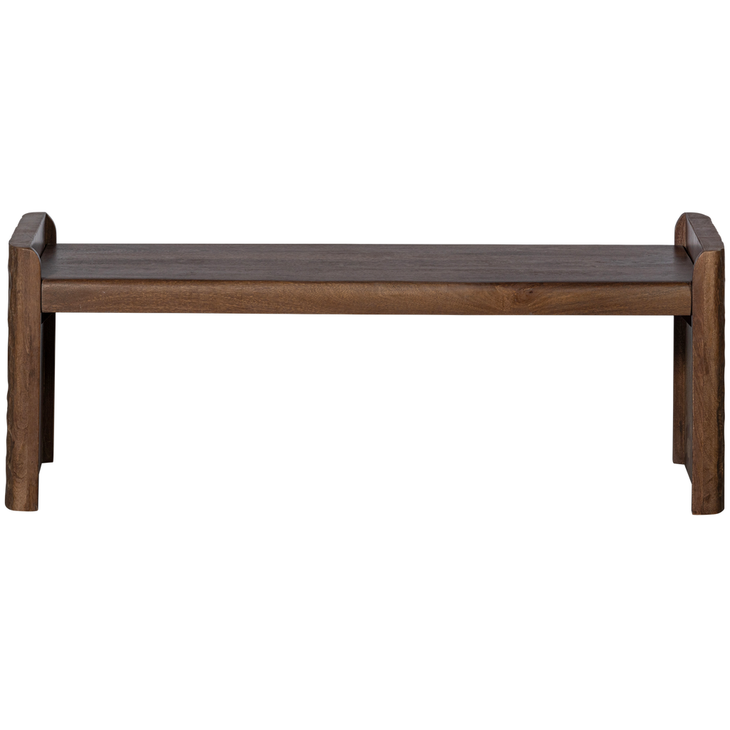 PROP BENCH WITH WORKED LEG MANGO WOOD WARM BROWN