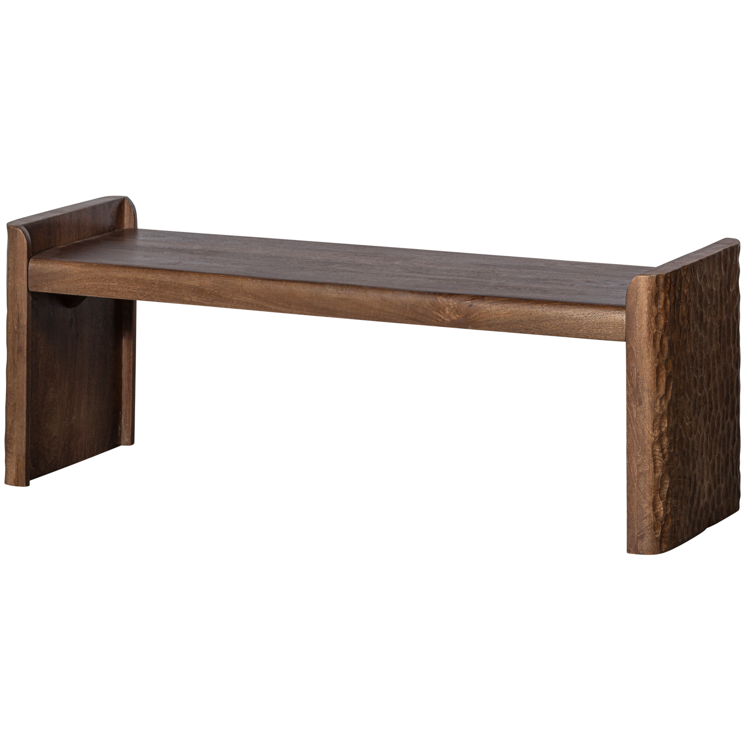PROP BENCH WITH WORKED LEG MANGO WOOD WARM BROWN