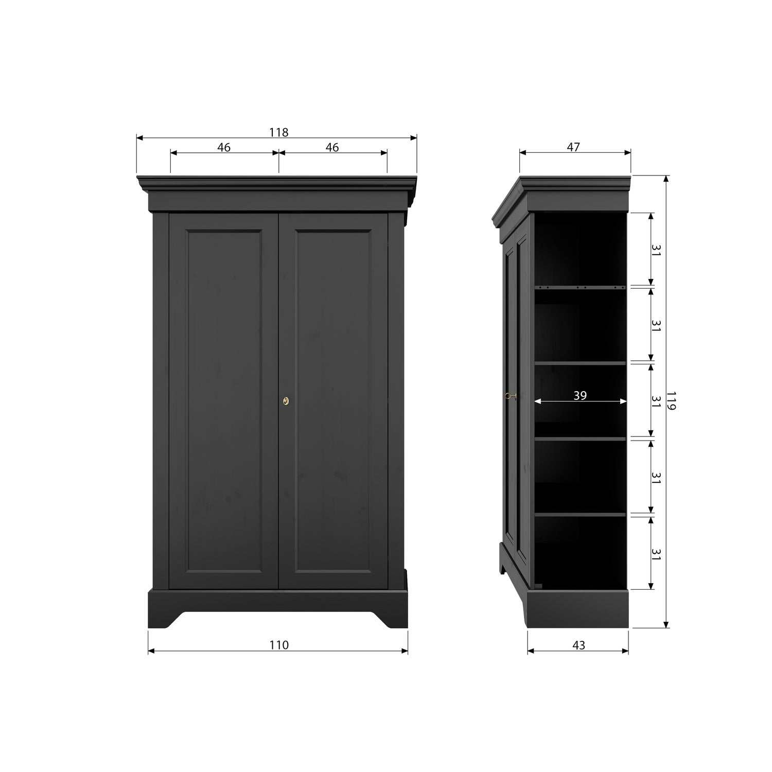 ISABEL CABINET PINE DEEP BLACK [fsc]
